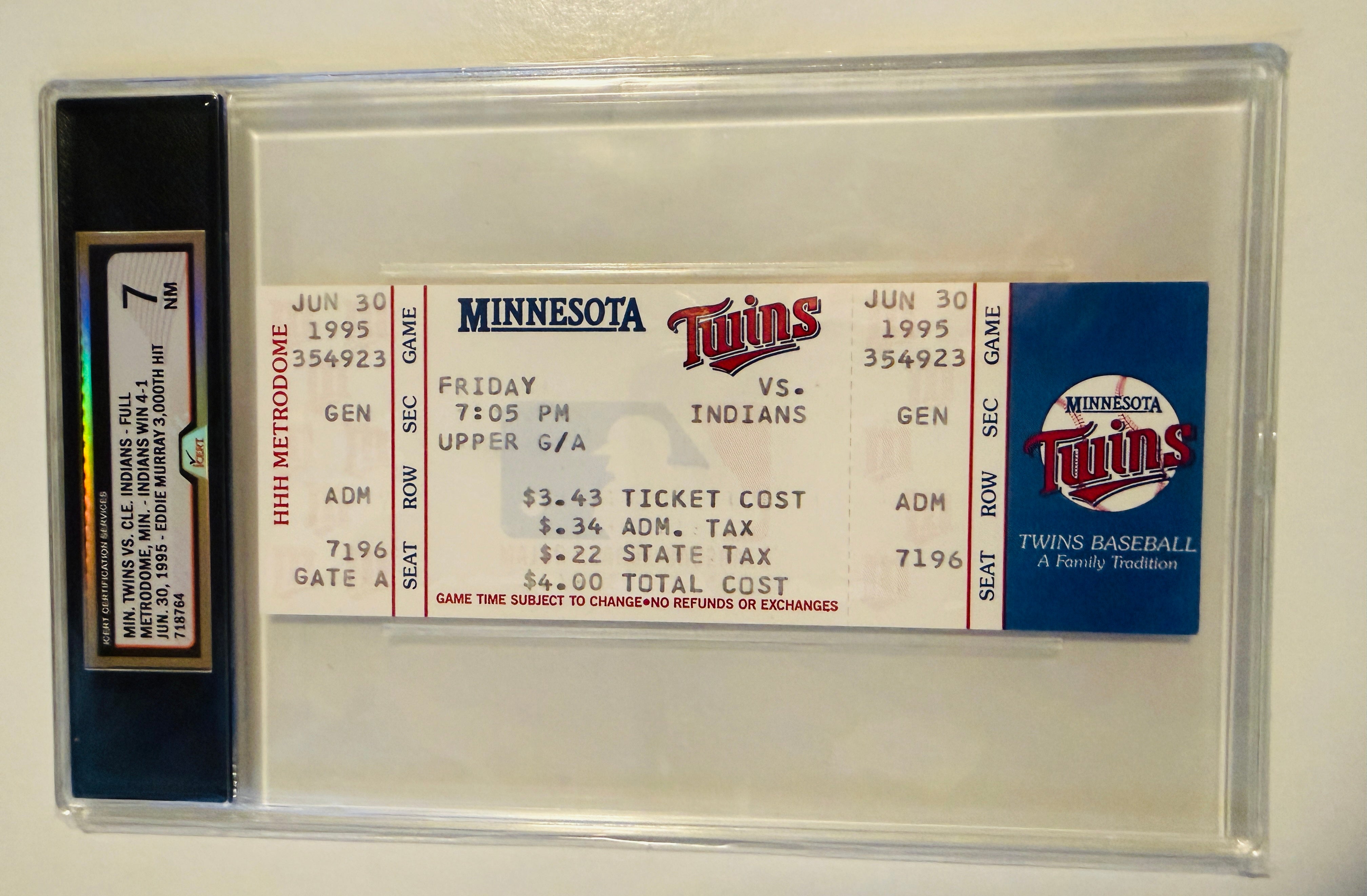 Eddie Murray rare 3000 hits game used high graded ticket 1995