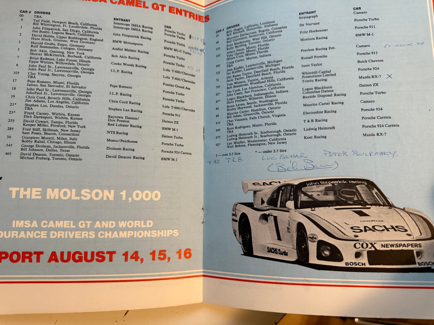 Molson 1000 race program 1981