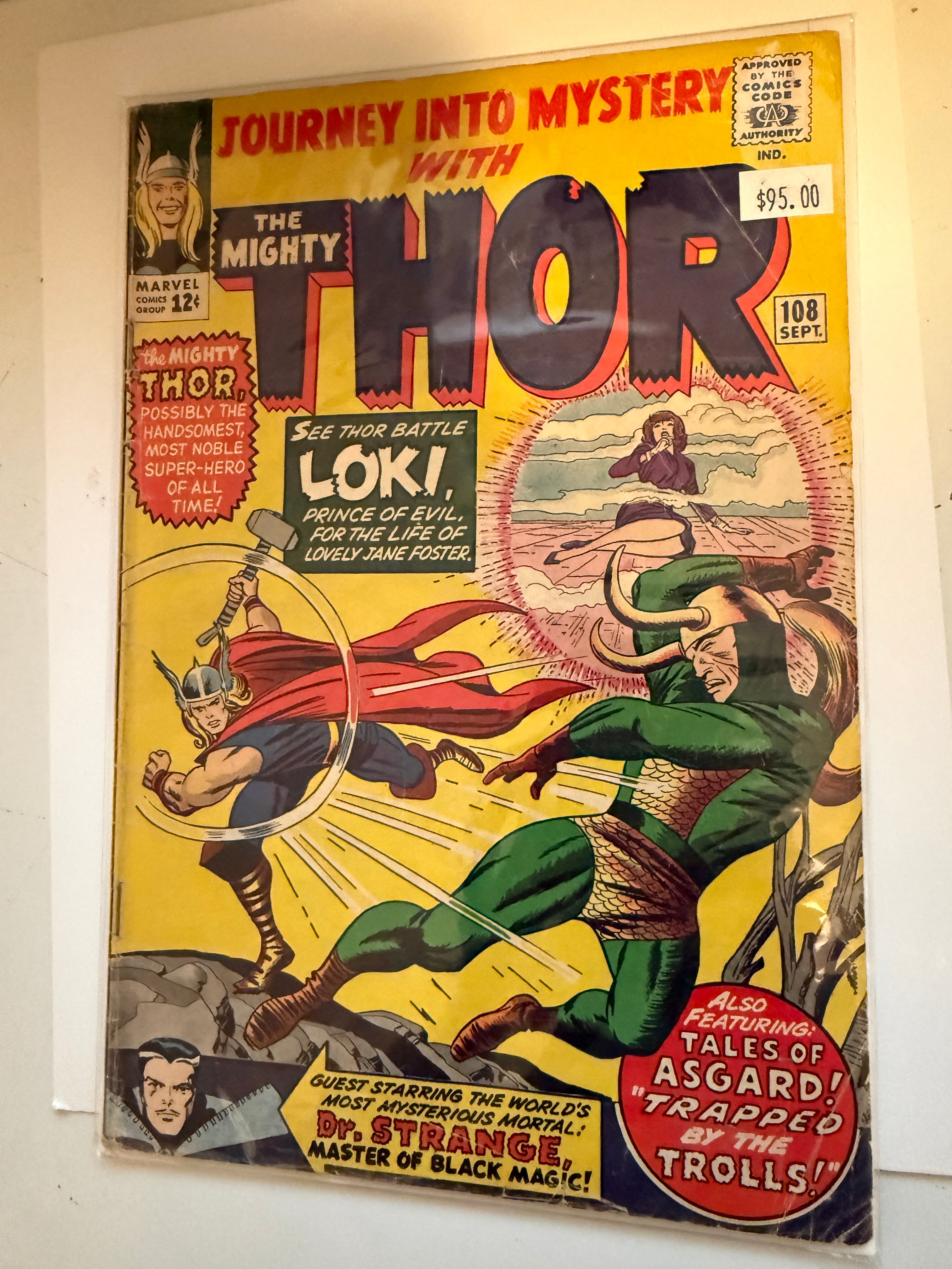 Thor #108 early vintage banged up vg comic book