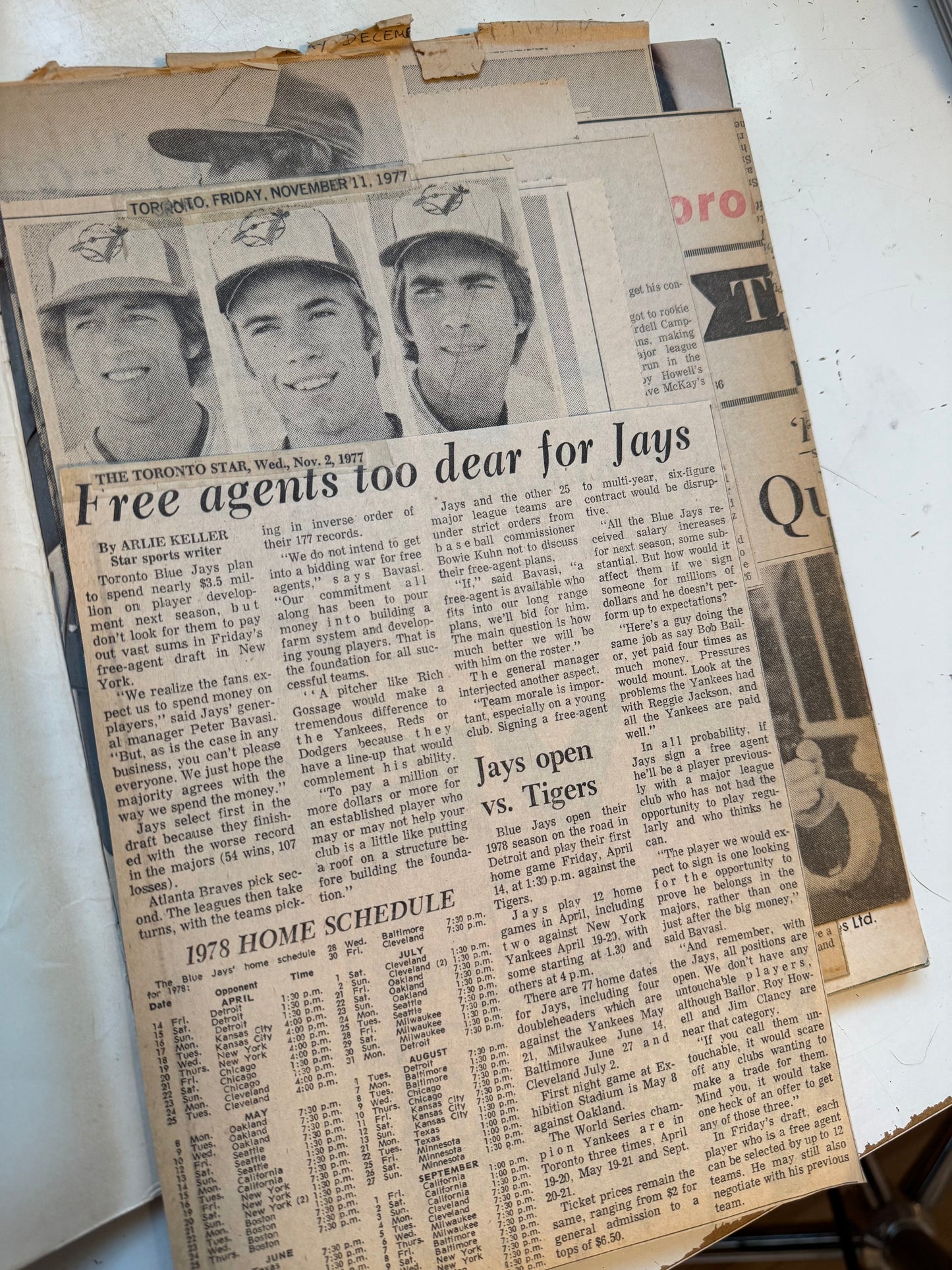 Toronto Blue Jays baseball scorebook program 1977 with news clips