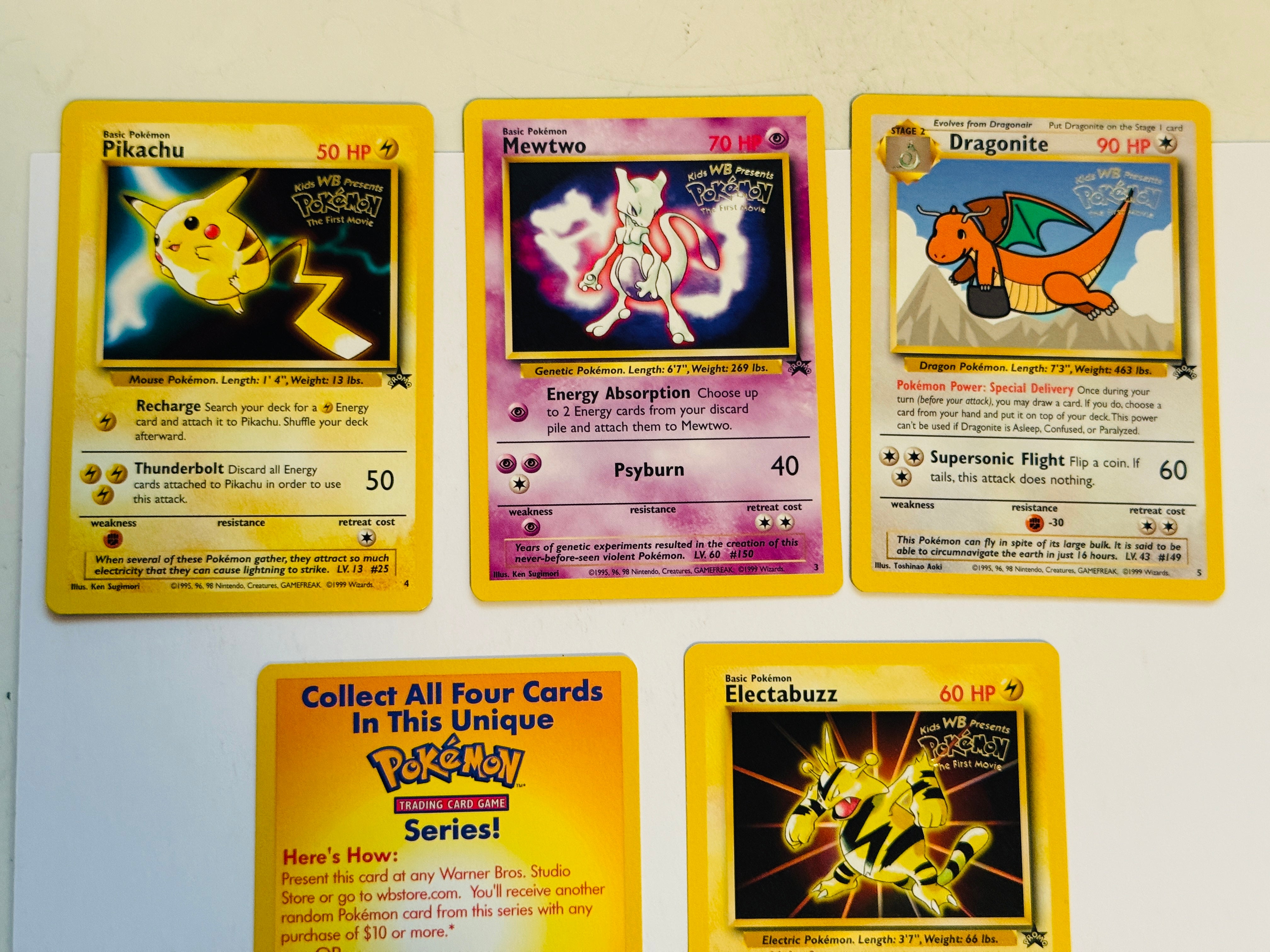 Pokémon movie 4 cards rare set plus with promo card 1999
