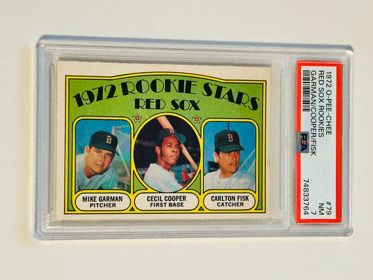 Carlton Fisk rare O-pee-chee high grade PSA 7 graded rookie baseball card 1972.