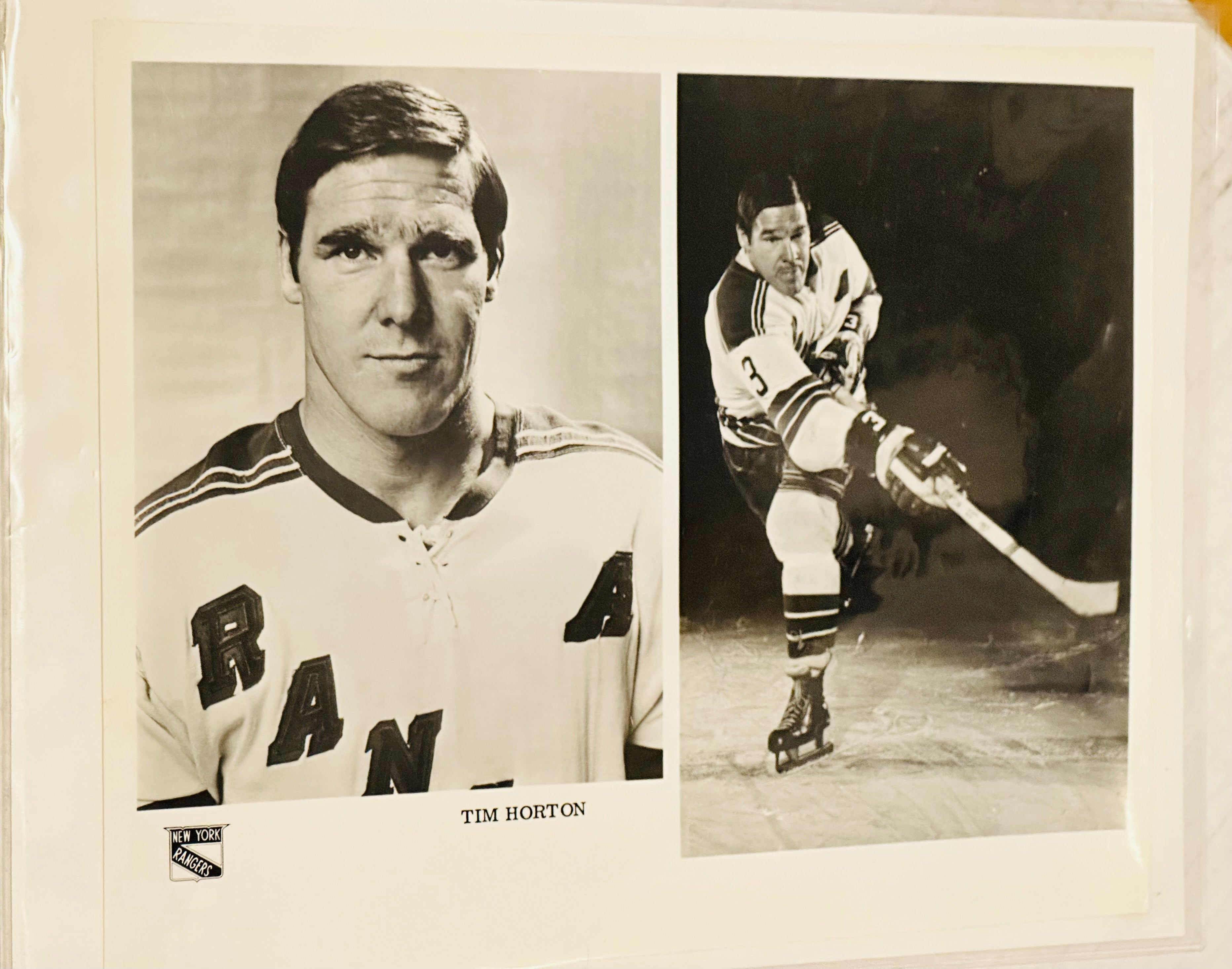 Tim Horton rare hockey press photo New York Rangers 1969-71