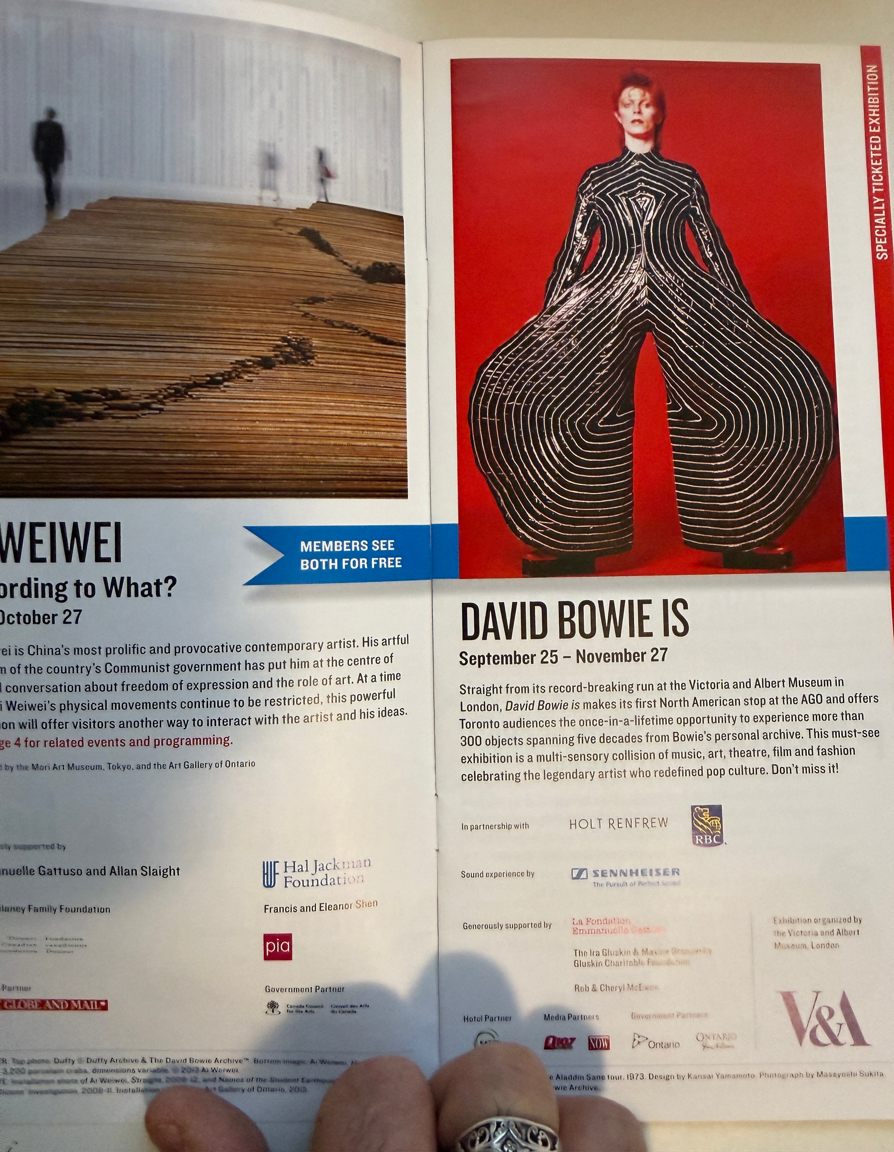 David Bowie rockstar legend amazing Art Gallery of Ontario exhibit brochure 2013