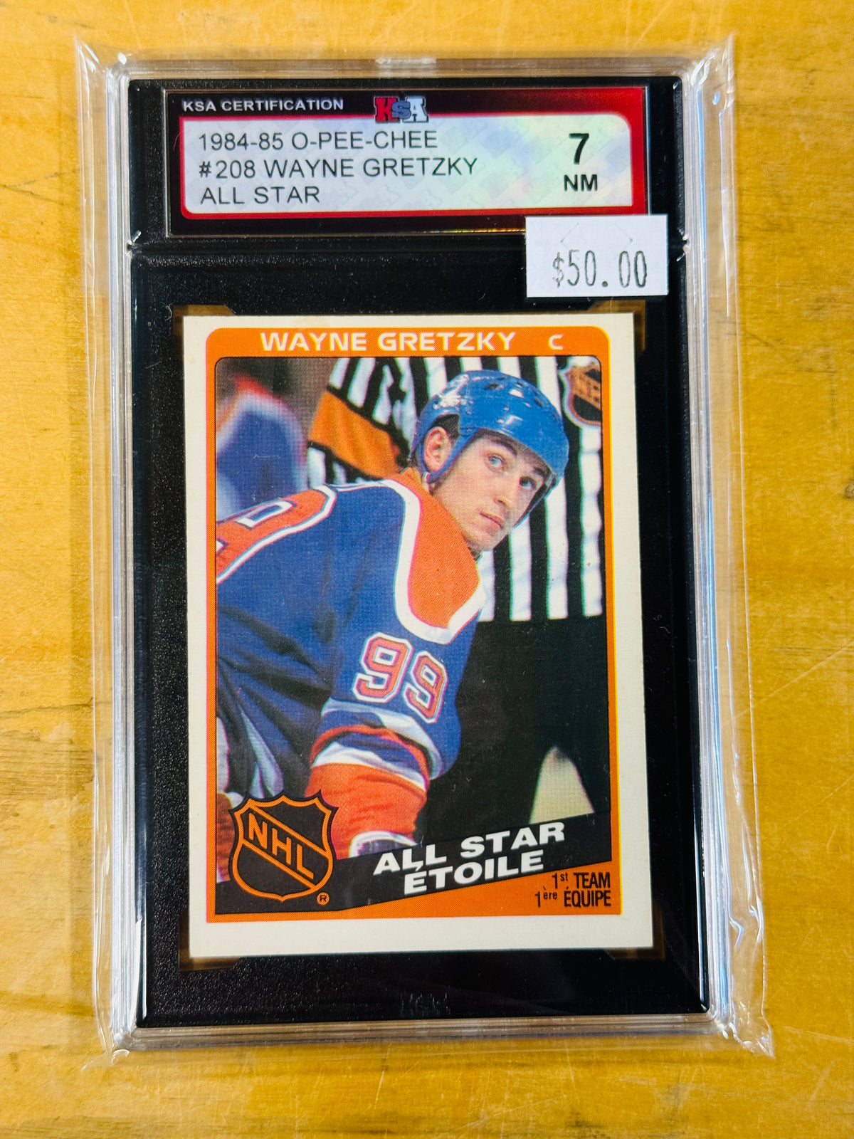 Wayne Gretzky, OPC All-Star hockey card graded KSA 7 1984/85