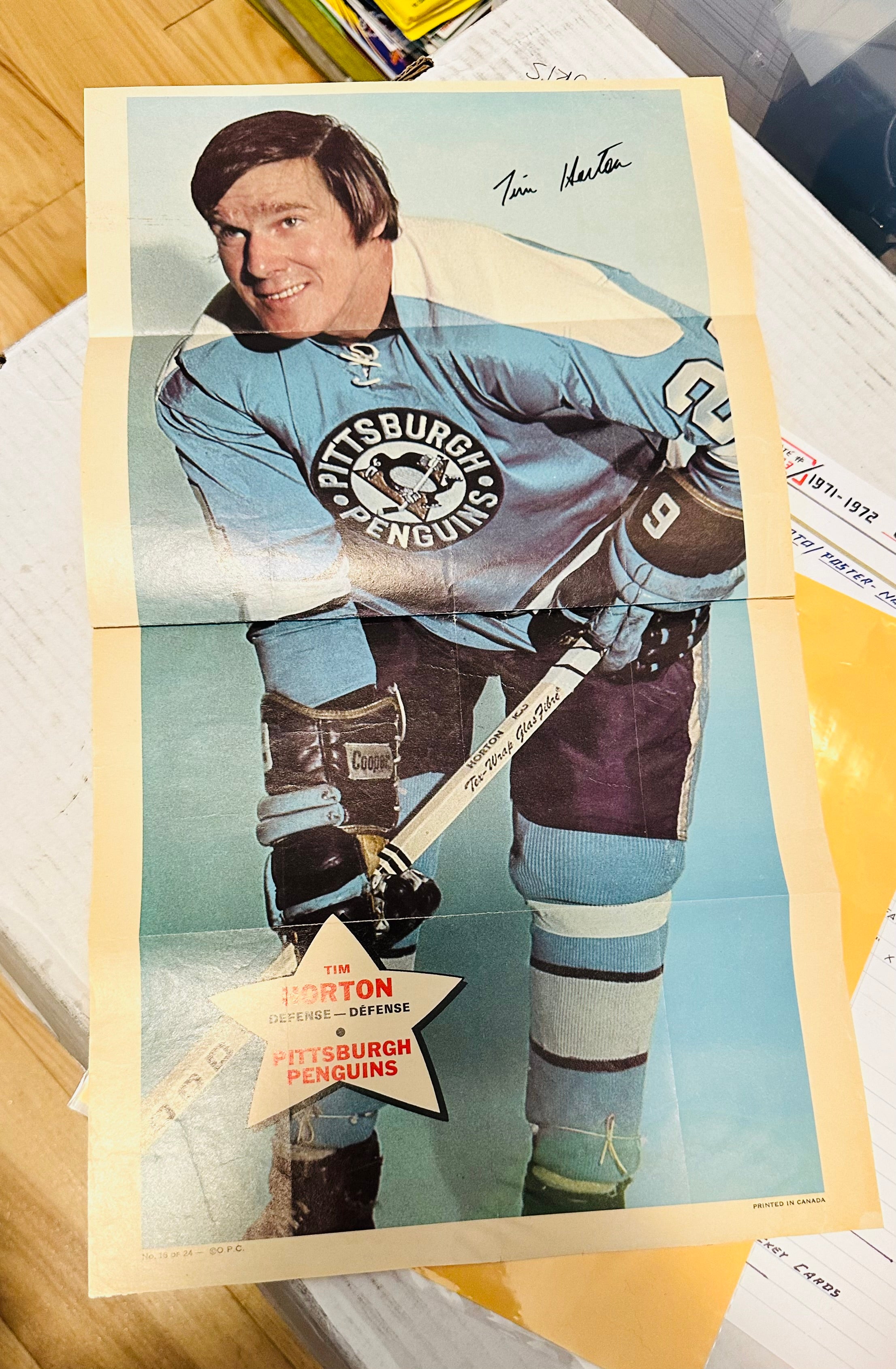 Tim Horton hockey legend Opc rare poster 1971-72