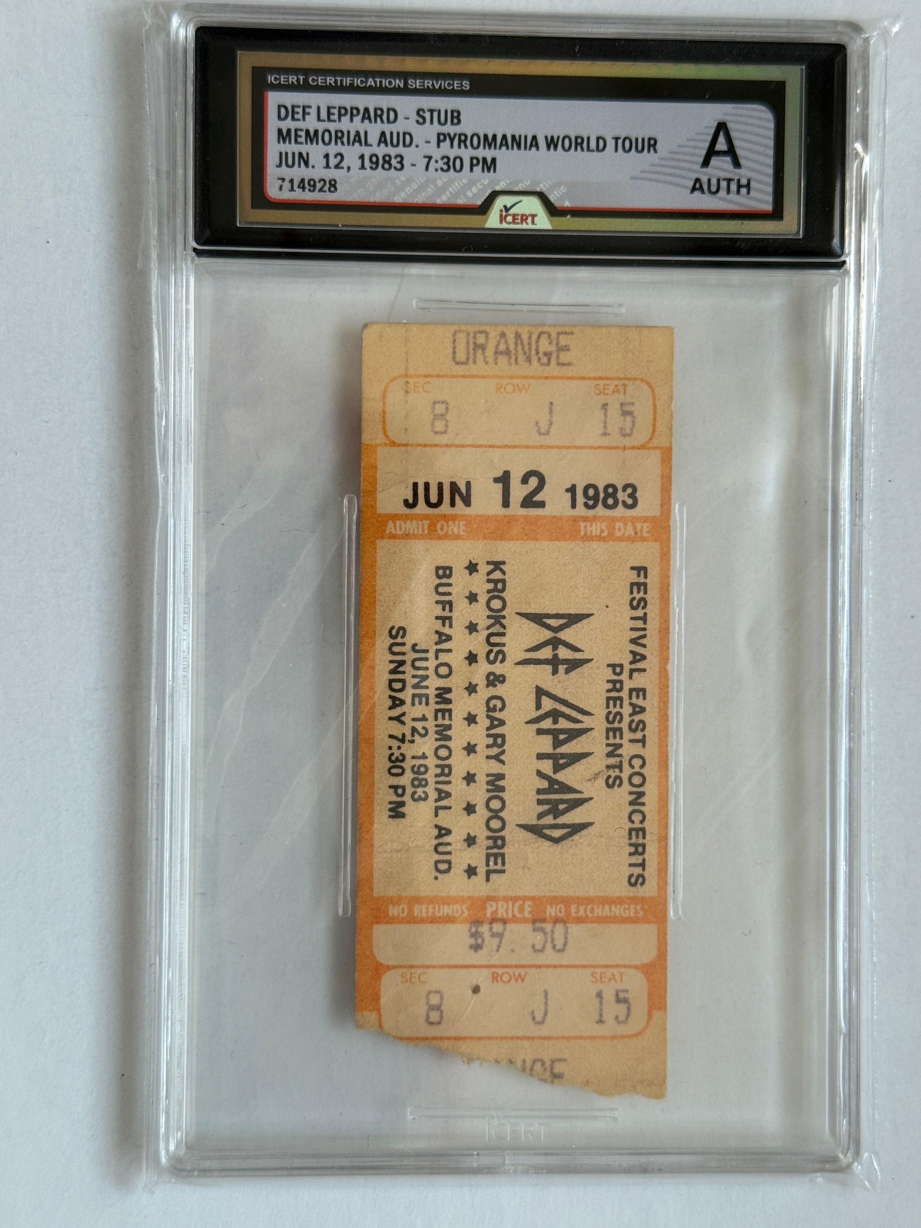 Def Leppard vintage graded concert ticket 1983