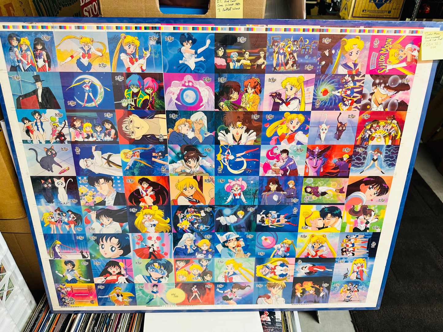 Sailor Moon rare uncut matted cards sheet series 1 on particle board 1990