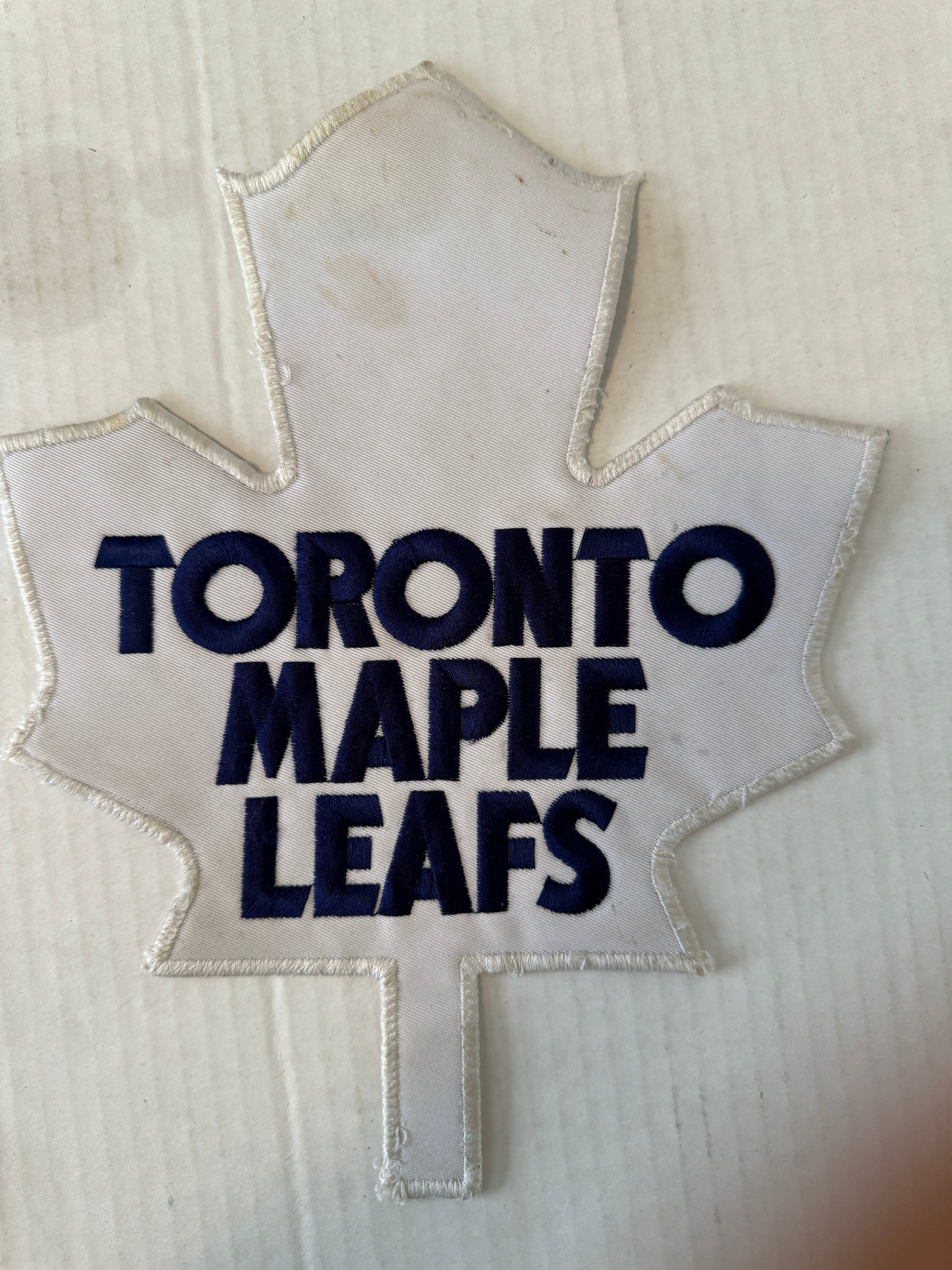 Toronto Maple Leafs hockey original white chest size patch 1970s