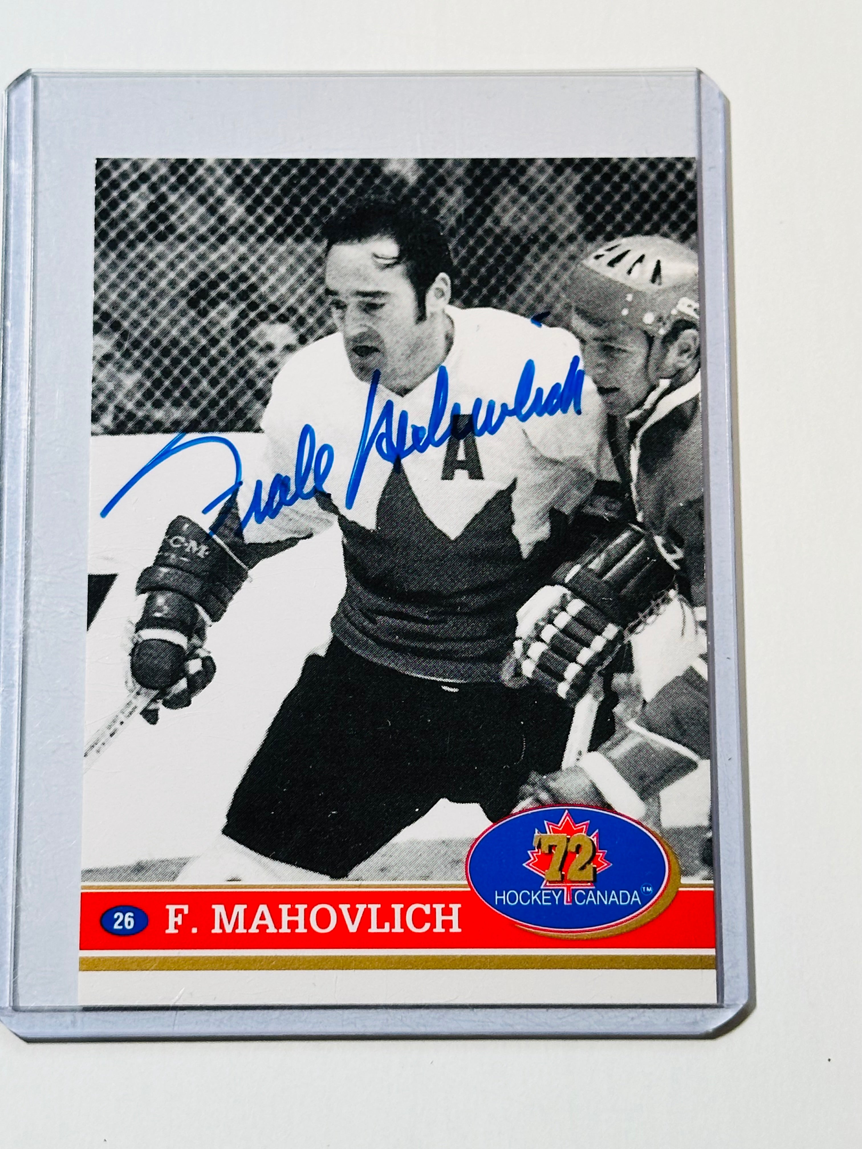 Frank Mahovlich team Canada autographed hockey card with COA