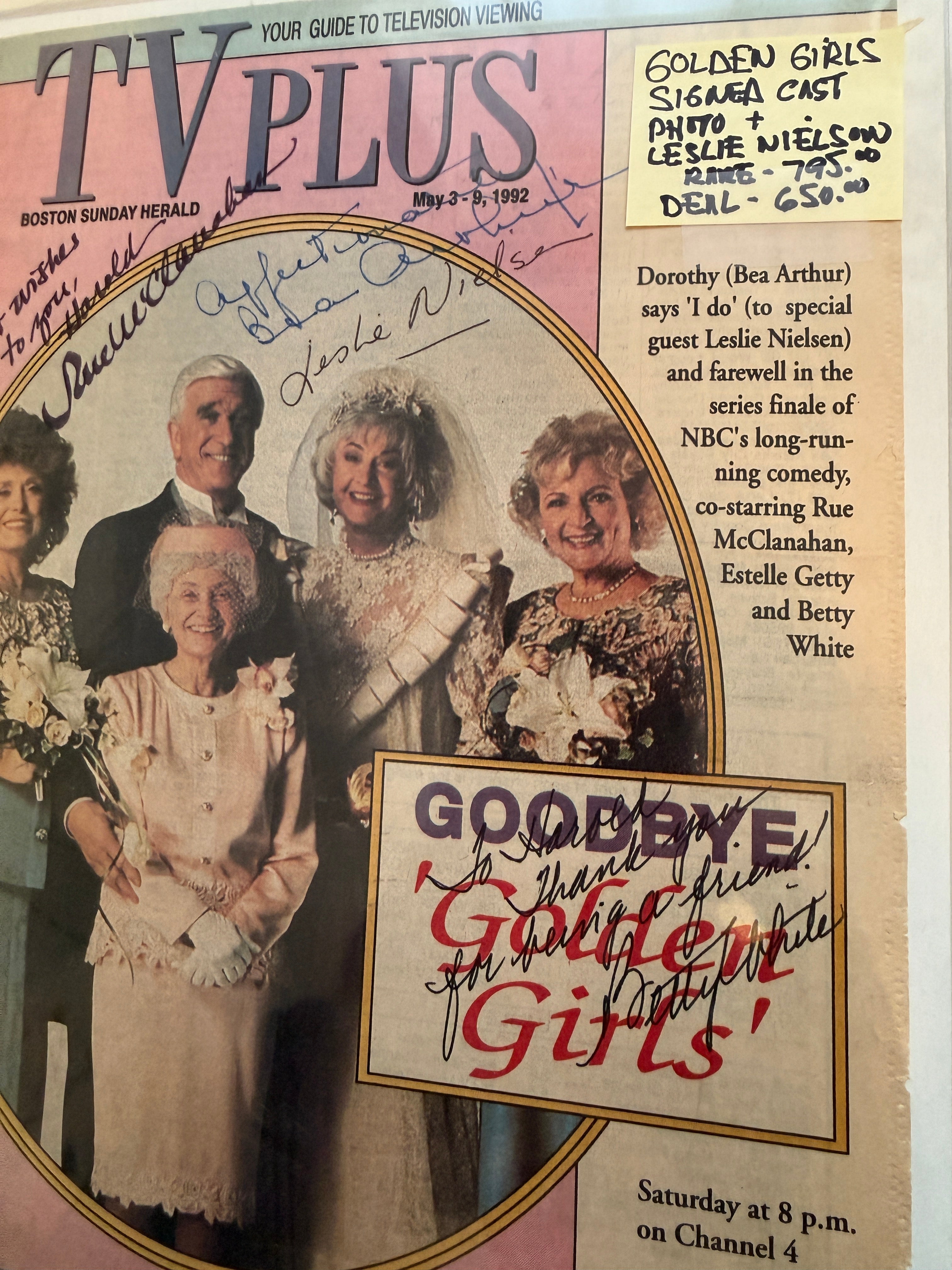 Golden Girls rare cast autograph signed photo with Leslie Neilson autograph certified with COA