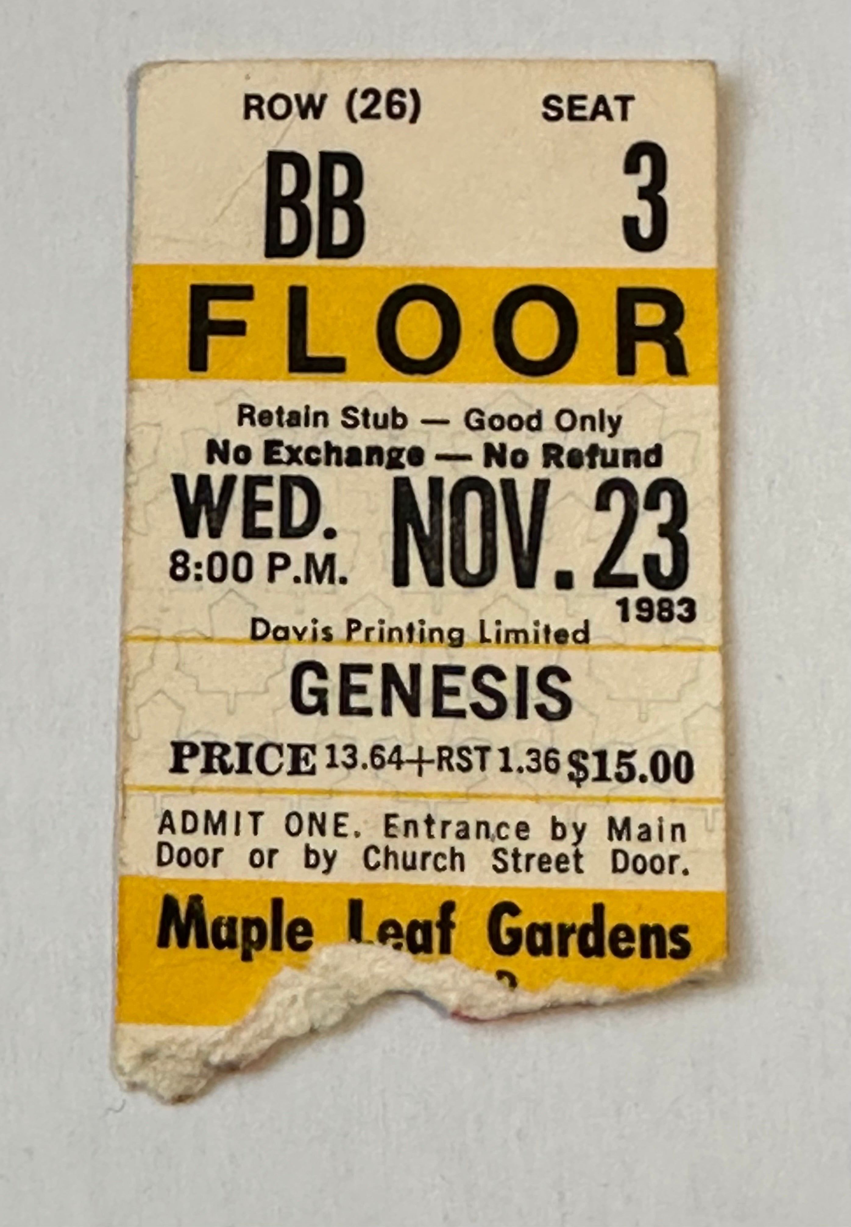Genesis, Mapleleaf Gardens vintage concert ticket 1983