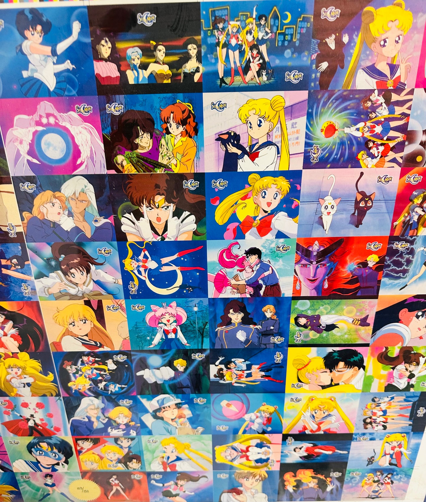 Sailor Moon rare uncut matted cards sheet series 1 on particle board 1990