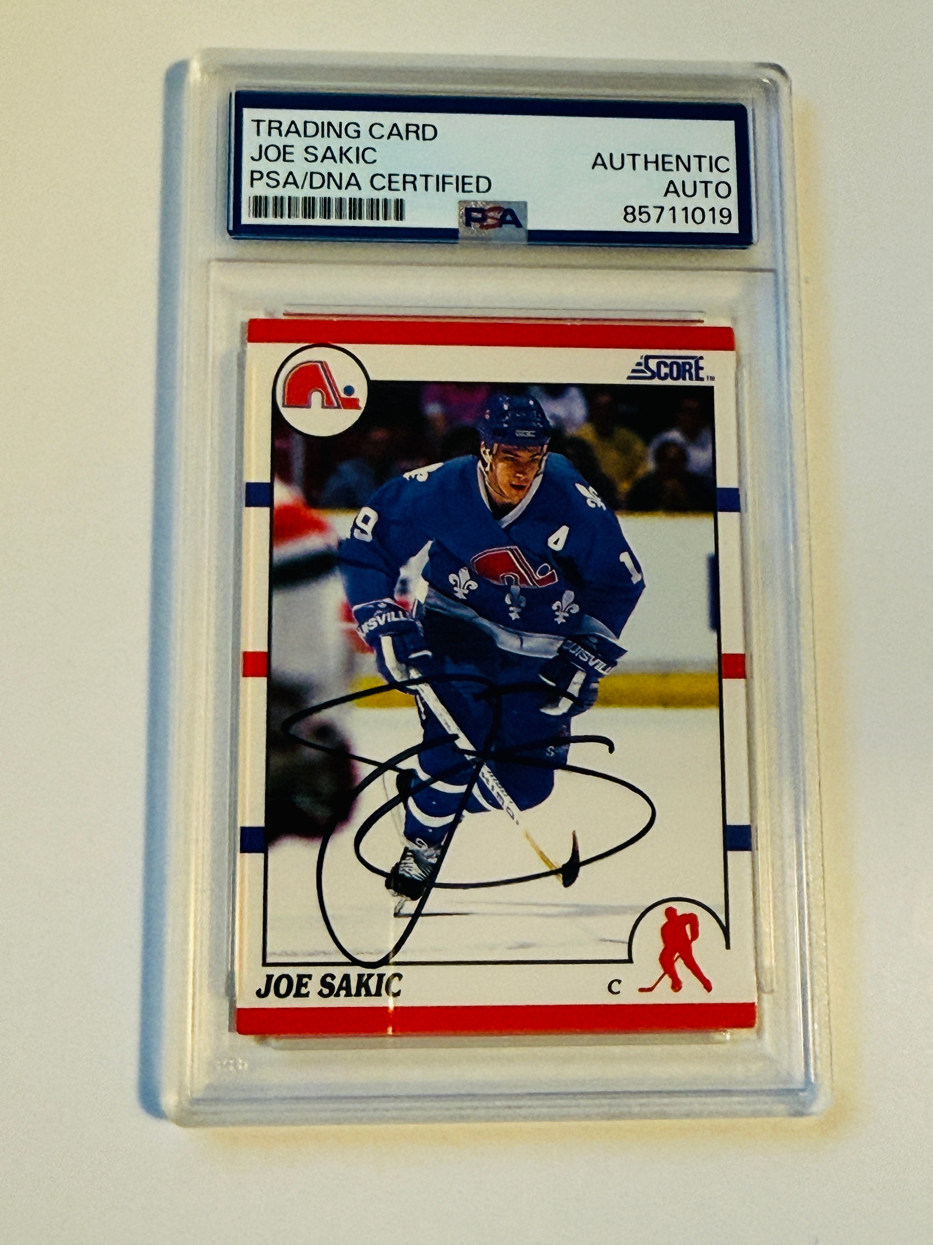 Joe Sakic Nordiques rare signed hockey card with COA