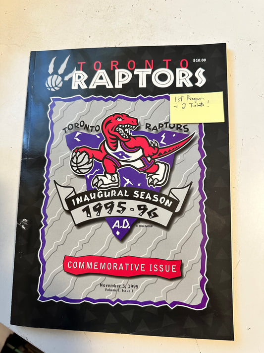 Toronto Raptors basketball first game program with two tickets 1995