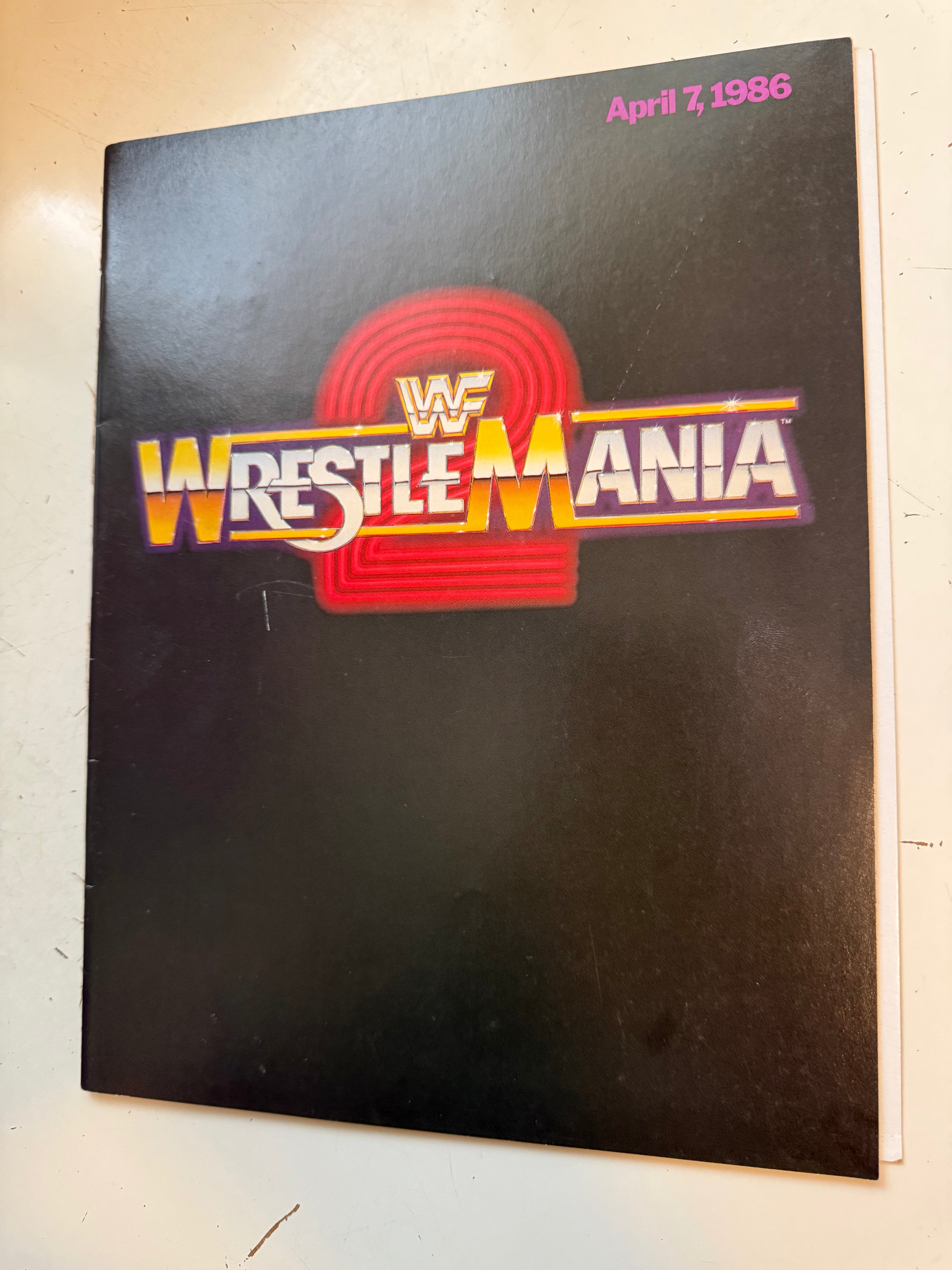 Wrestlemania 2 program with rare ticket stub 1986