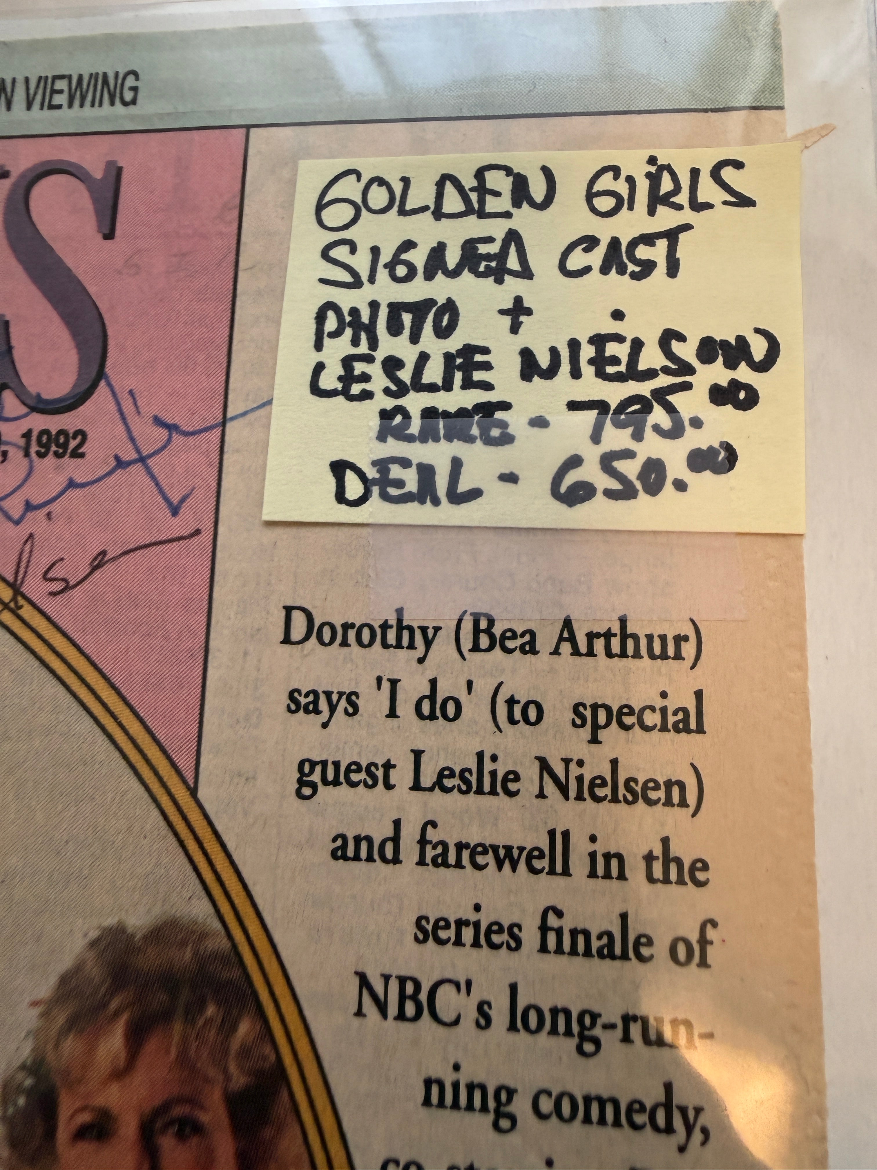 Golden Girls rare cast autograph signed photo with Leslie Neilson autograph certified with COA