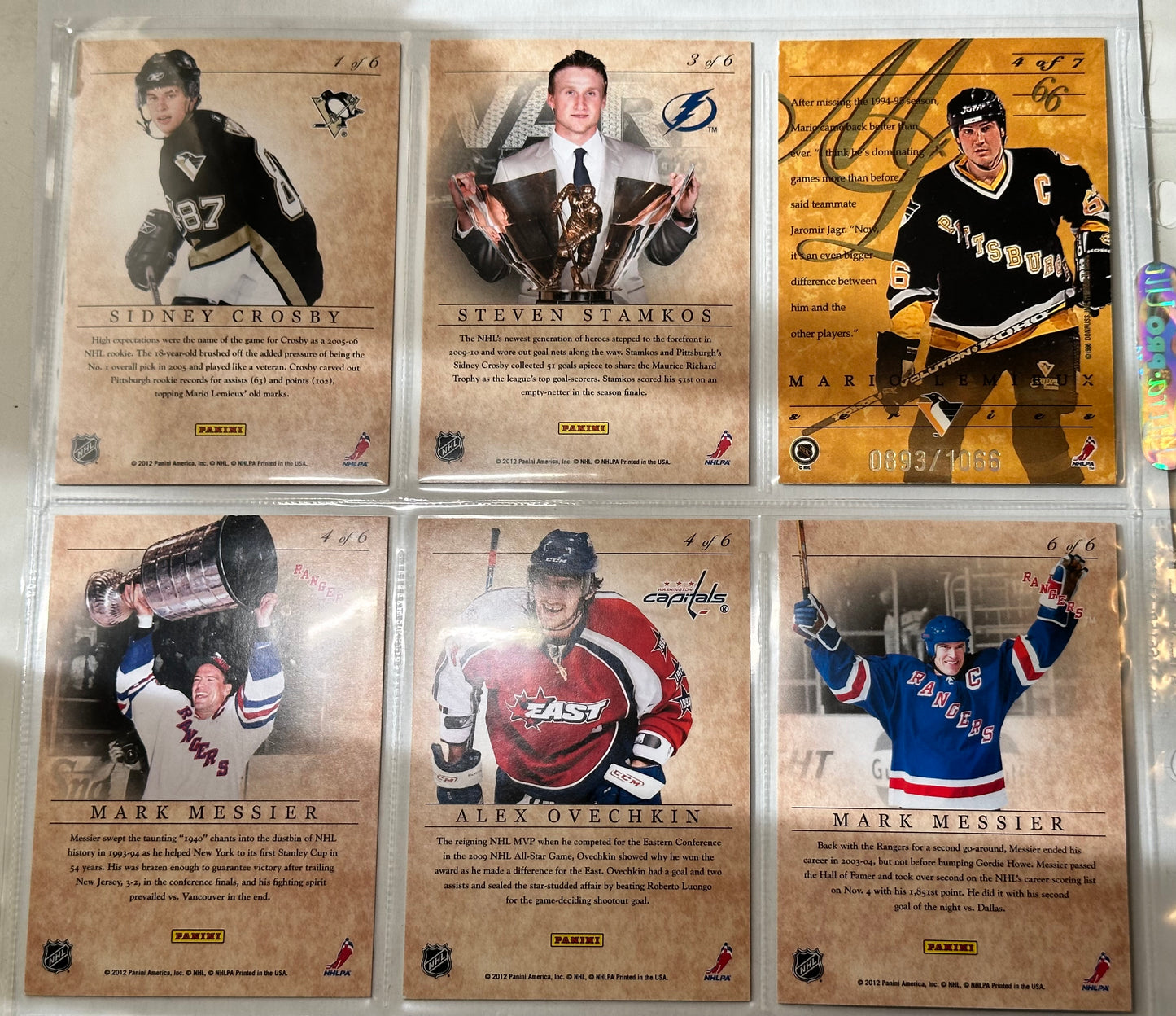 Panini hockey 6 Elite Superstar insert cards lot deal 2012