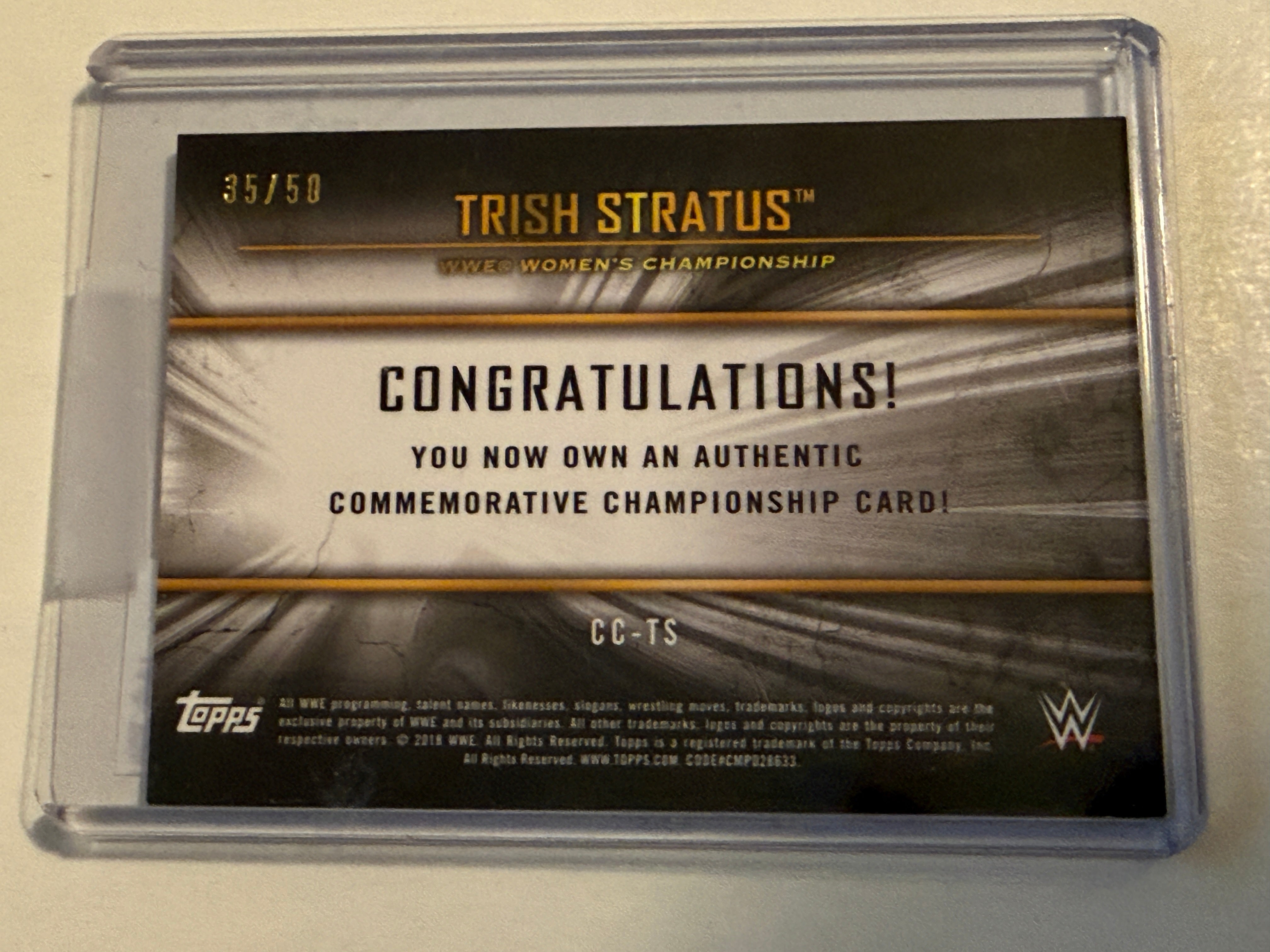 Wrestling Trish Stratus memorabilia insert card