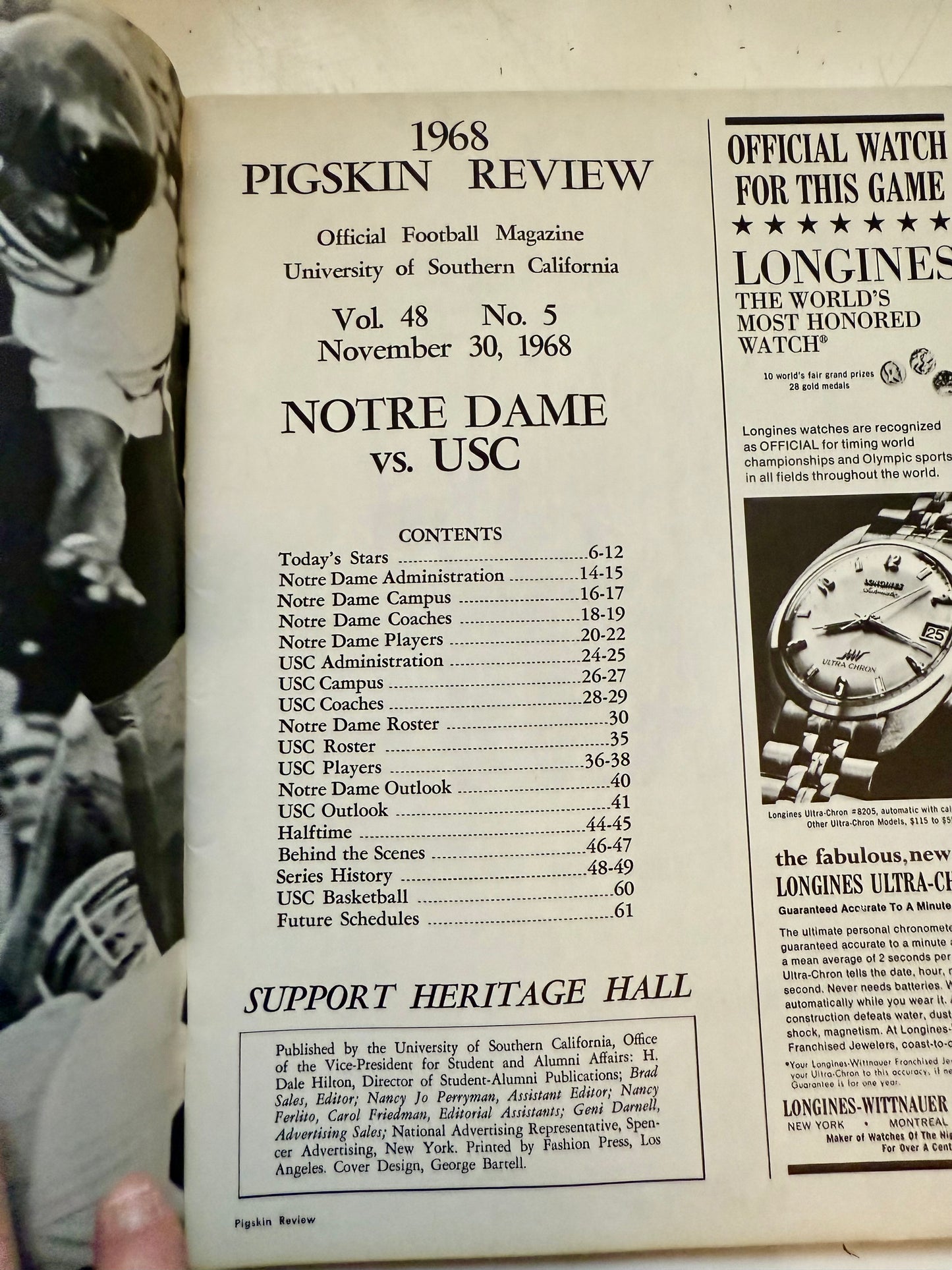 Notre Dame vs USC football game program with OJ Simpson 1968