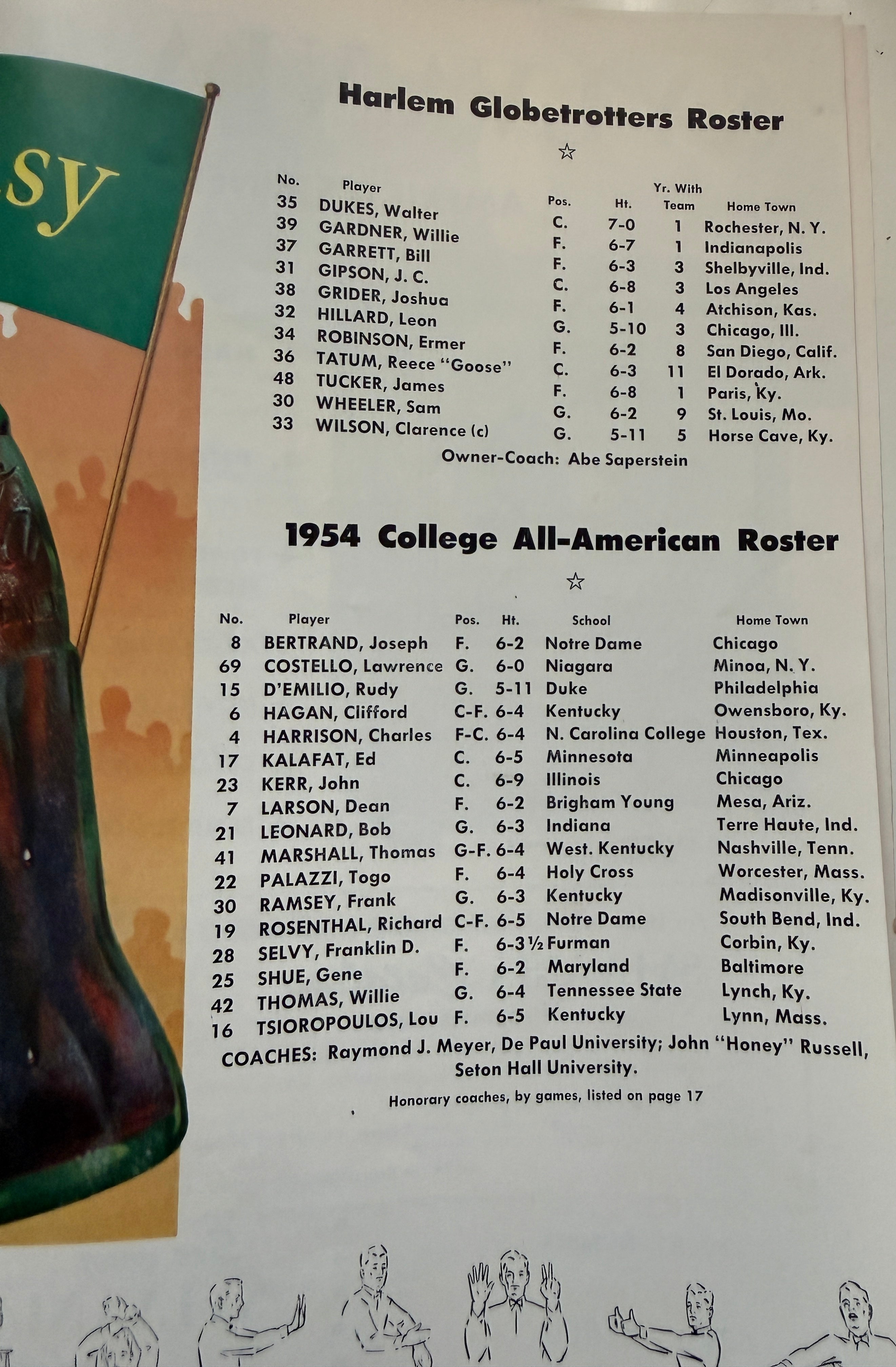 World Series of basketball tour program 1954