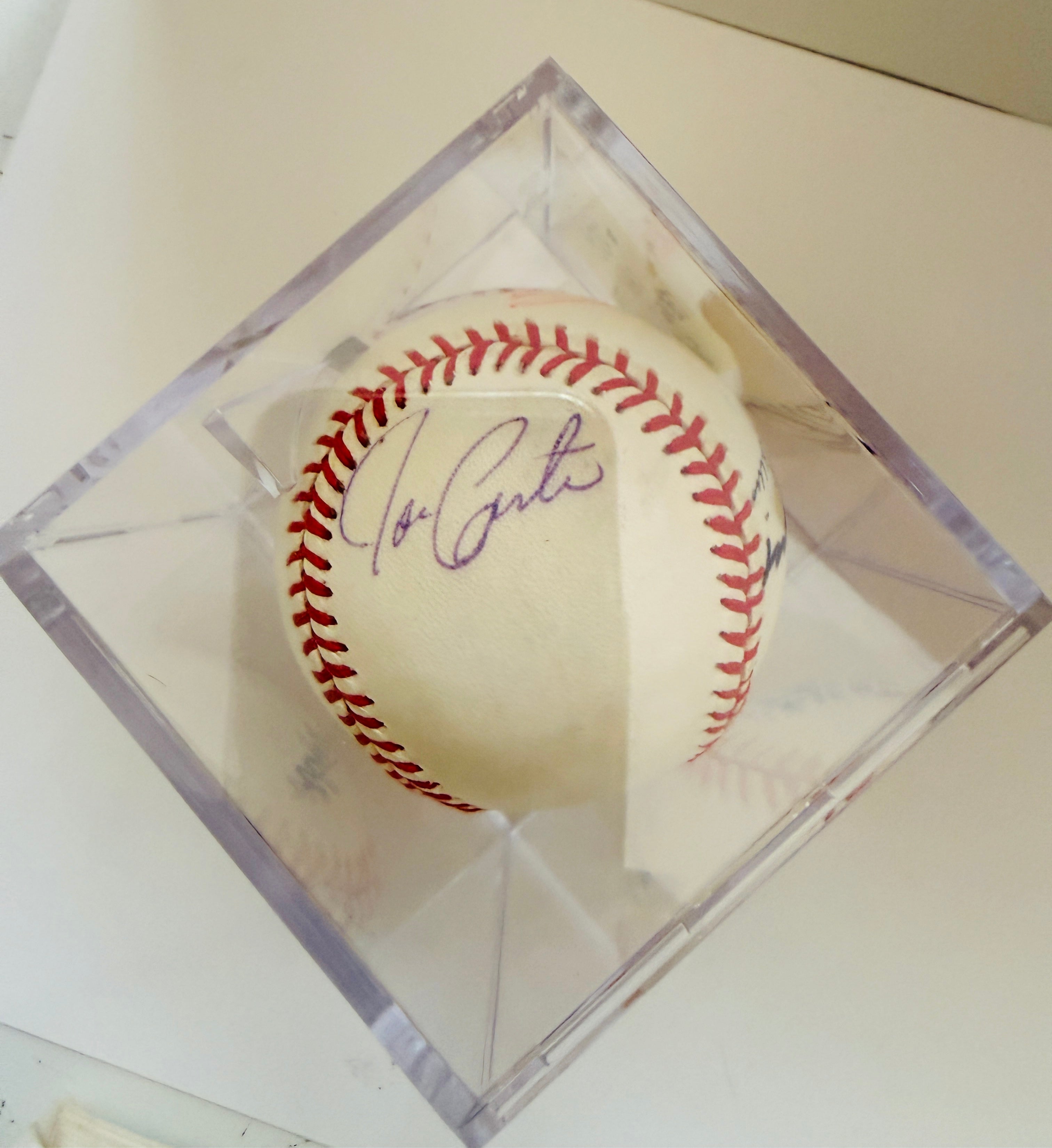 Blue Jays All-Star game multi autographed baseball in cube. Carter,Alomar, and more greats certified.