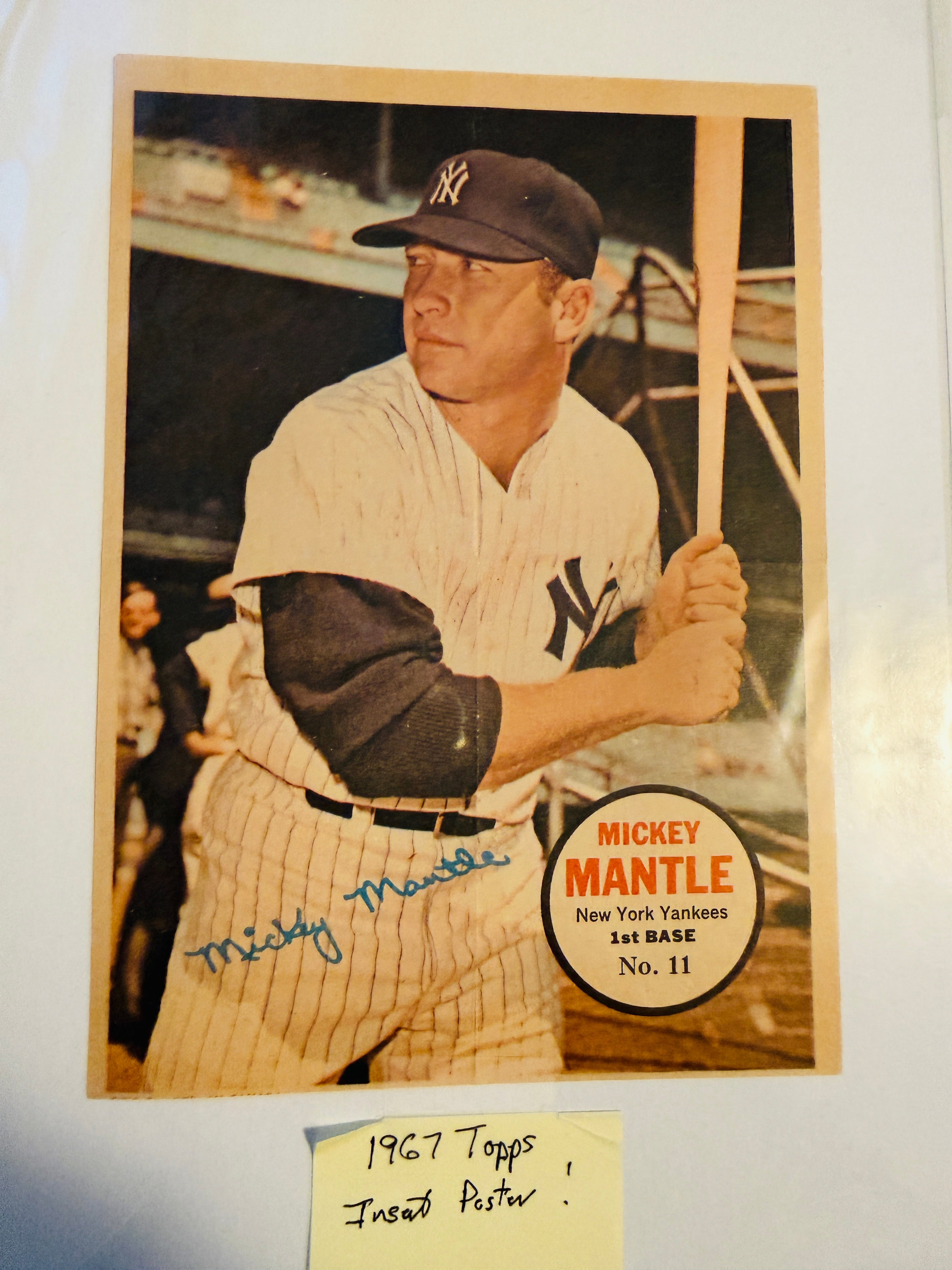 Mickey Mantle Topps rare 5x7 poster baseball insert 1967