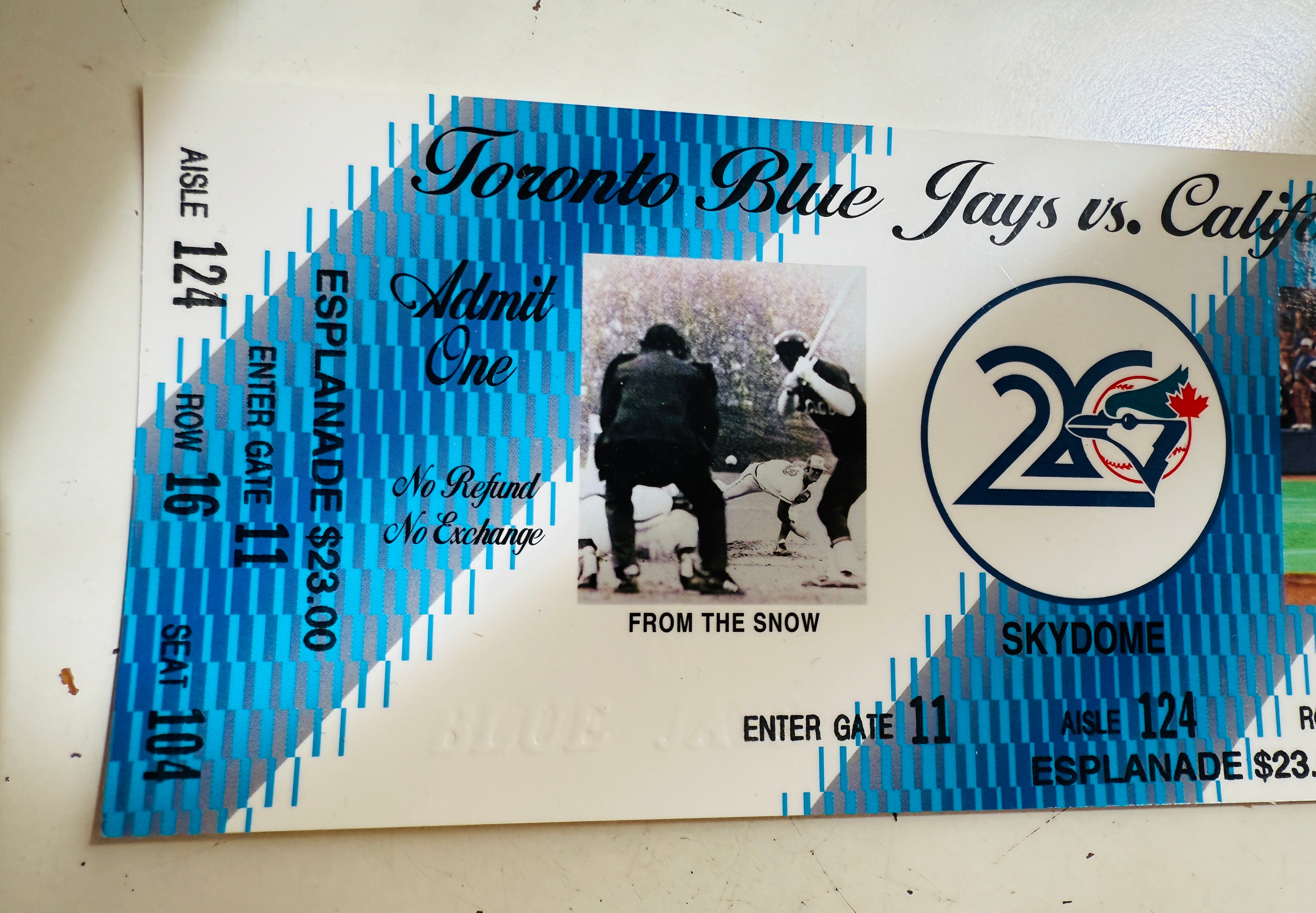 Toronto Blue Jays baseball high-grade condition vintage 20th anniversary opening game ticket1996
