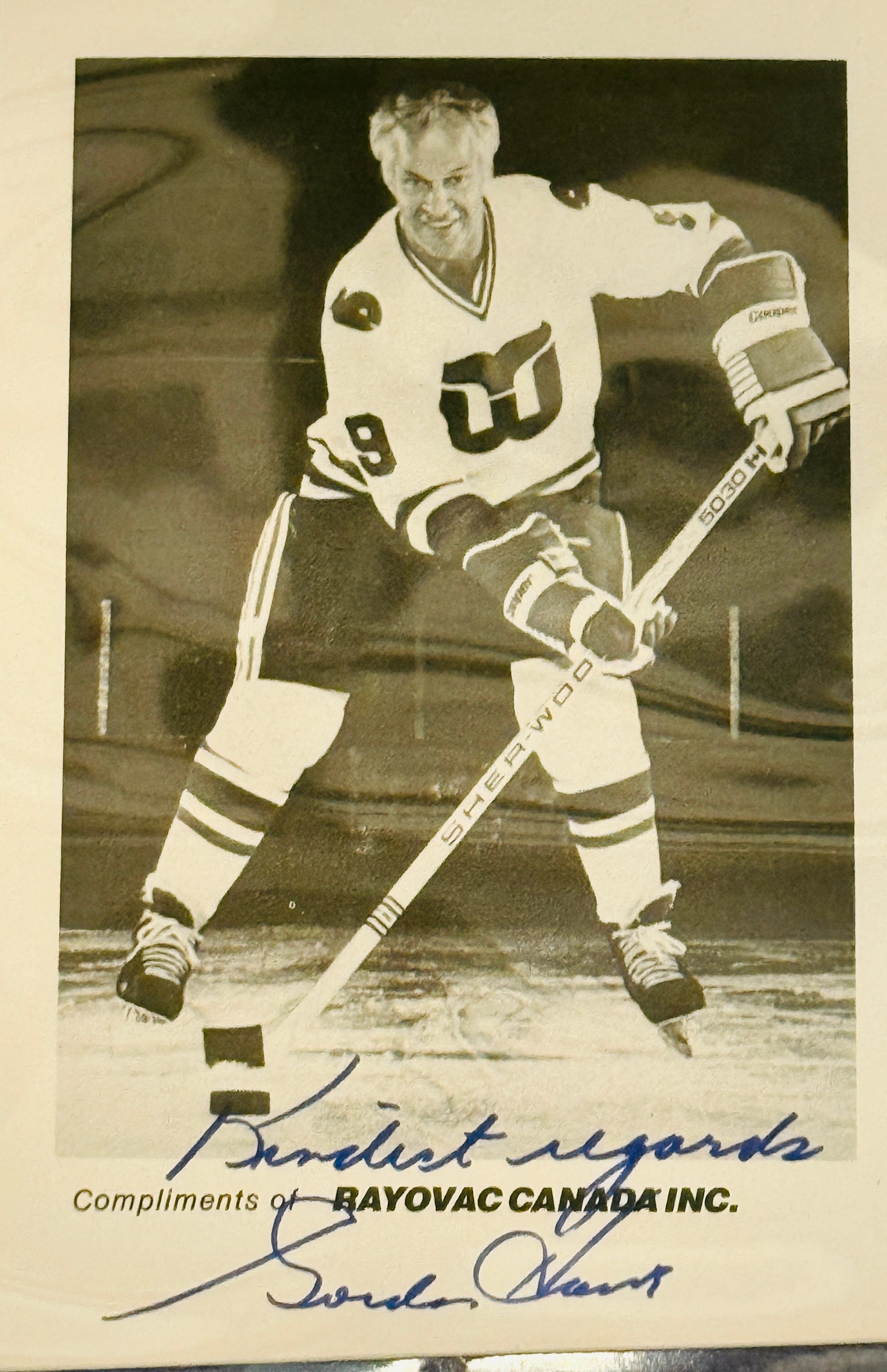 Gordie Howe WHA hockey rare signed 5x7 photo w/COA