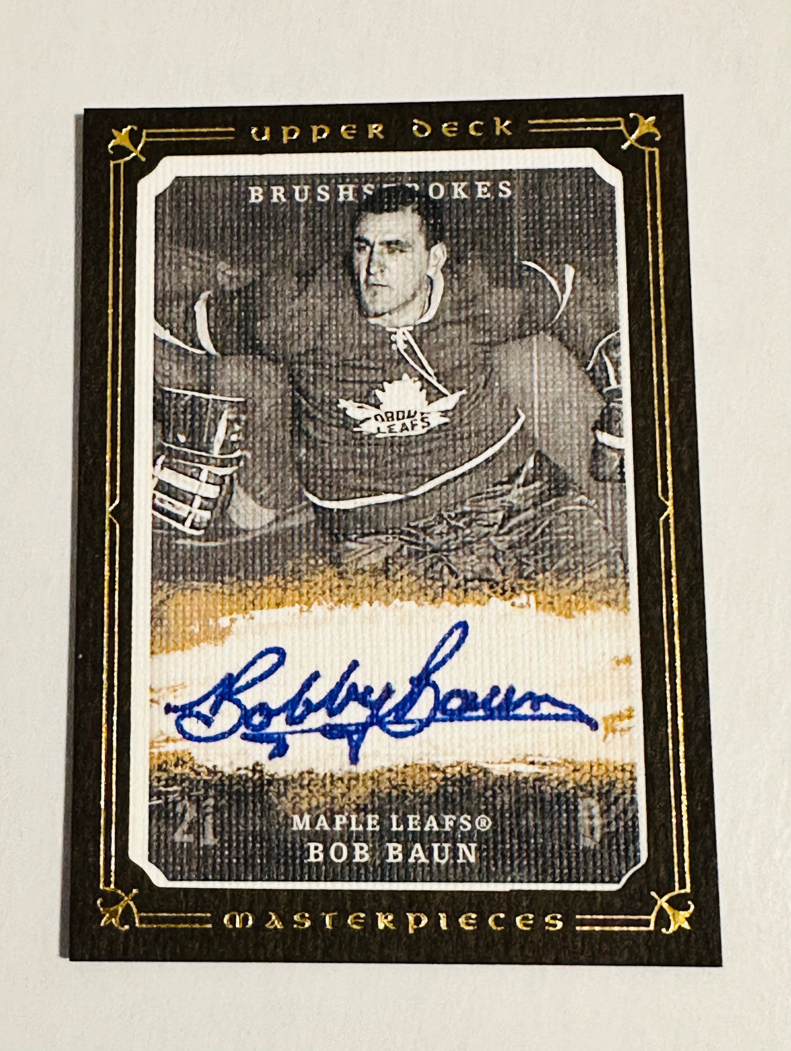 Bobby Baun Toronto Maple hockey autograph insert card