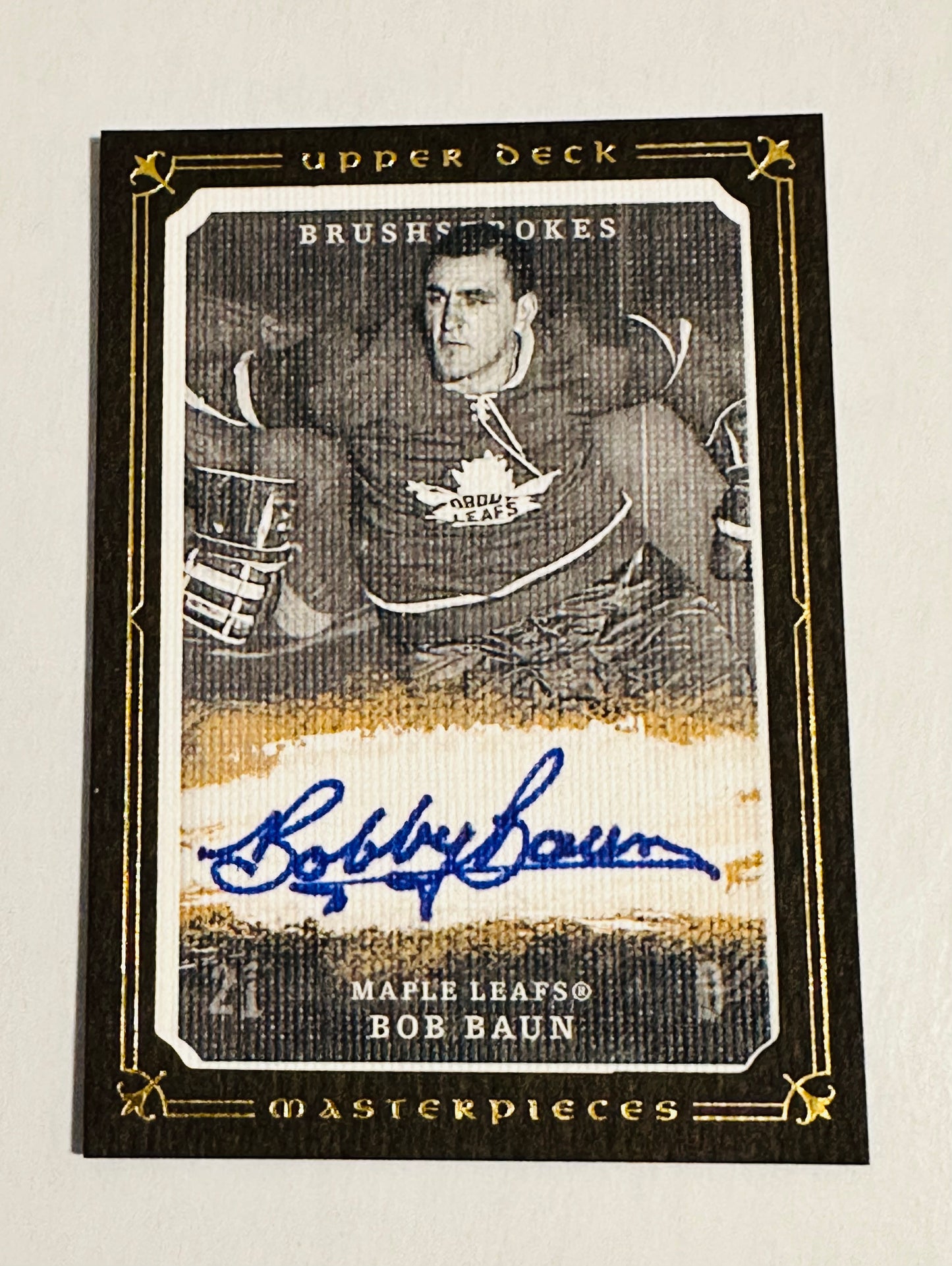 Bobby Baun Toronto Maple hockey autograph insert card