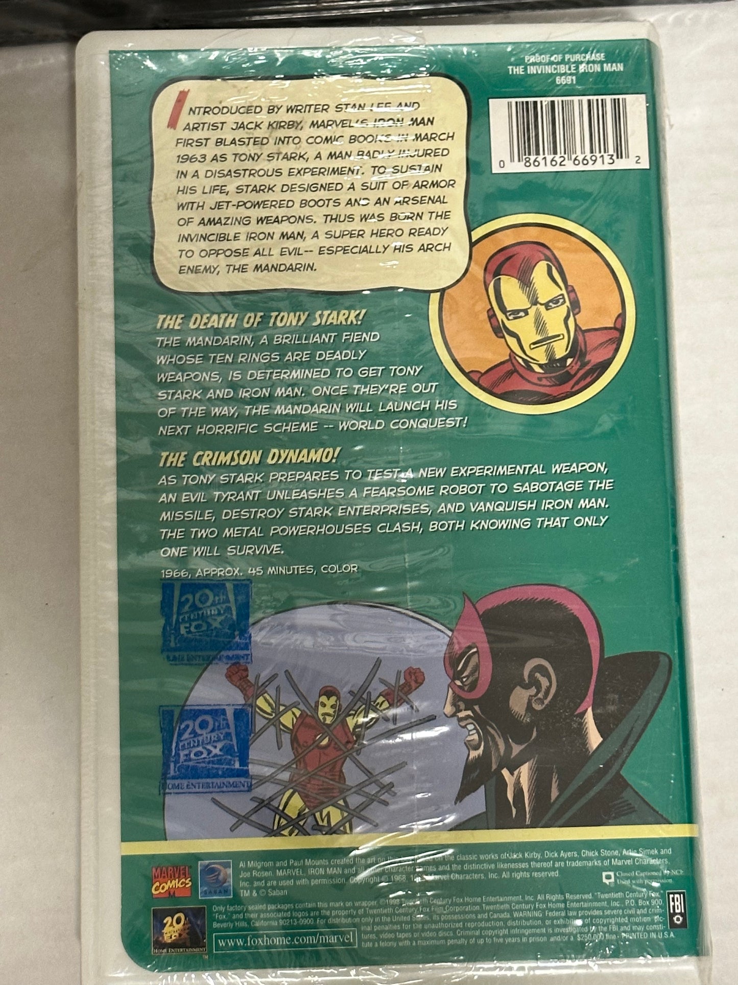 Iron Man Marvel comics rare VHS factory sealed 1998