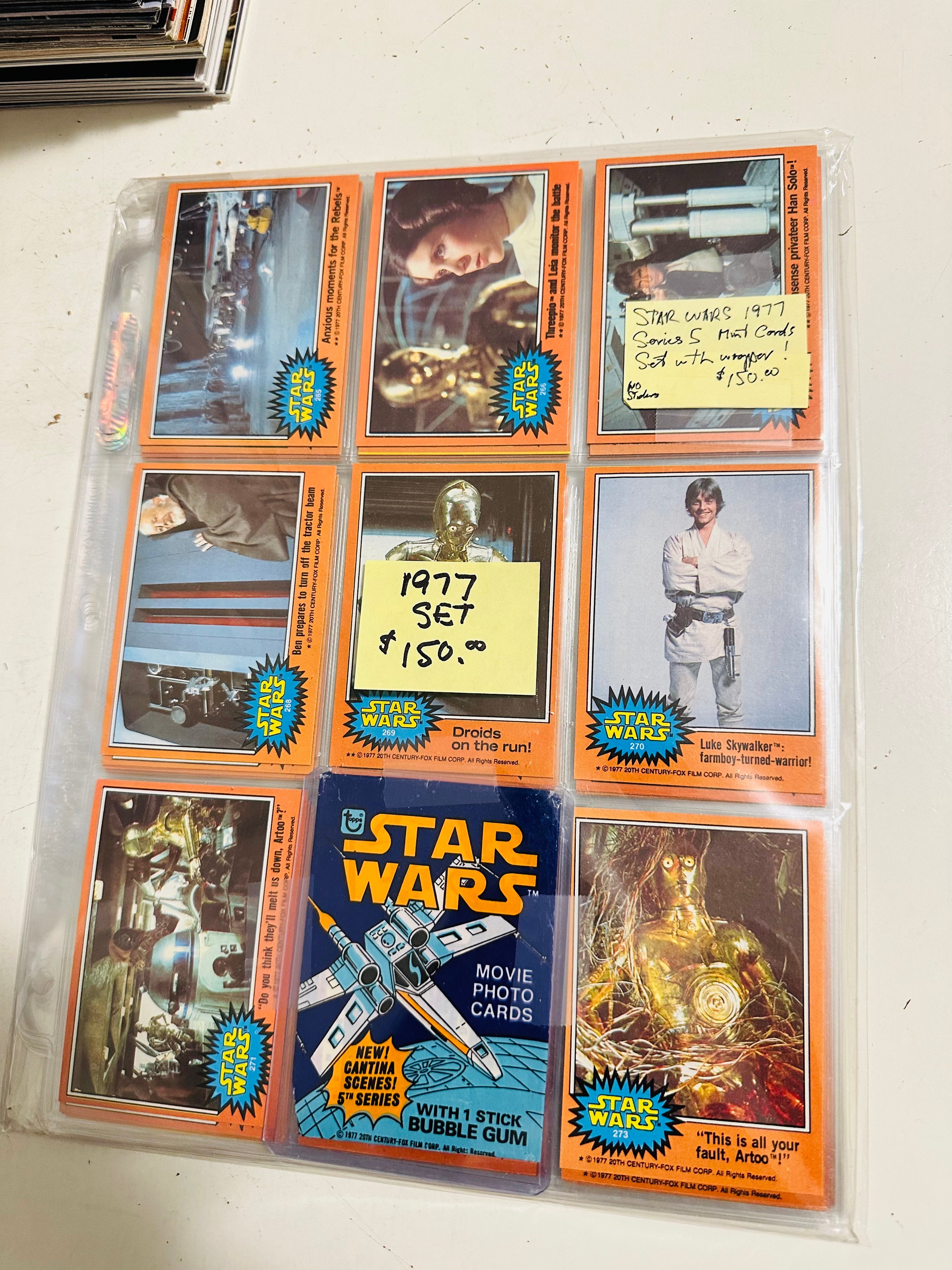Star Wars series 5 high grade condition cards set with wrapper 1977