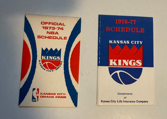 ABA rare vintage two Kansas City Kings basketball pocket schedules 1974, 1977