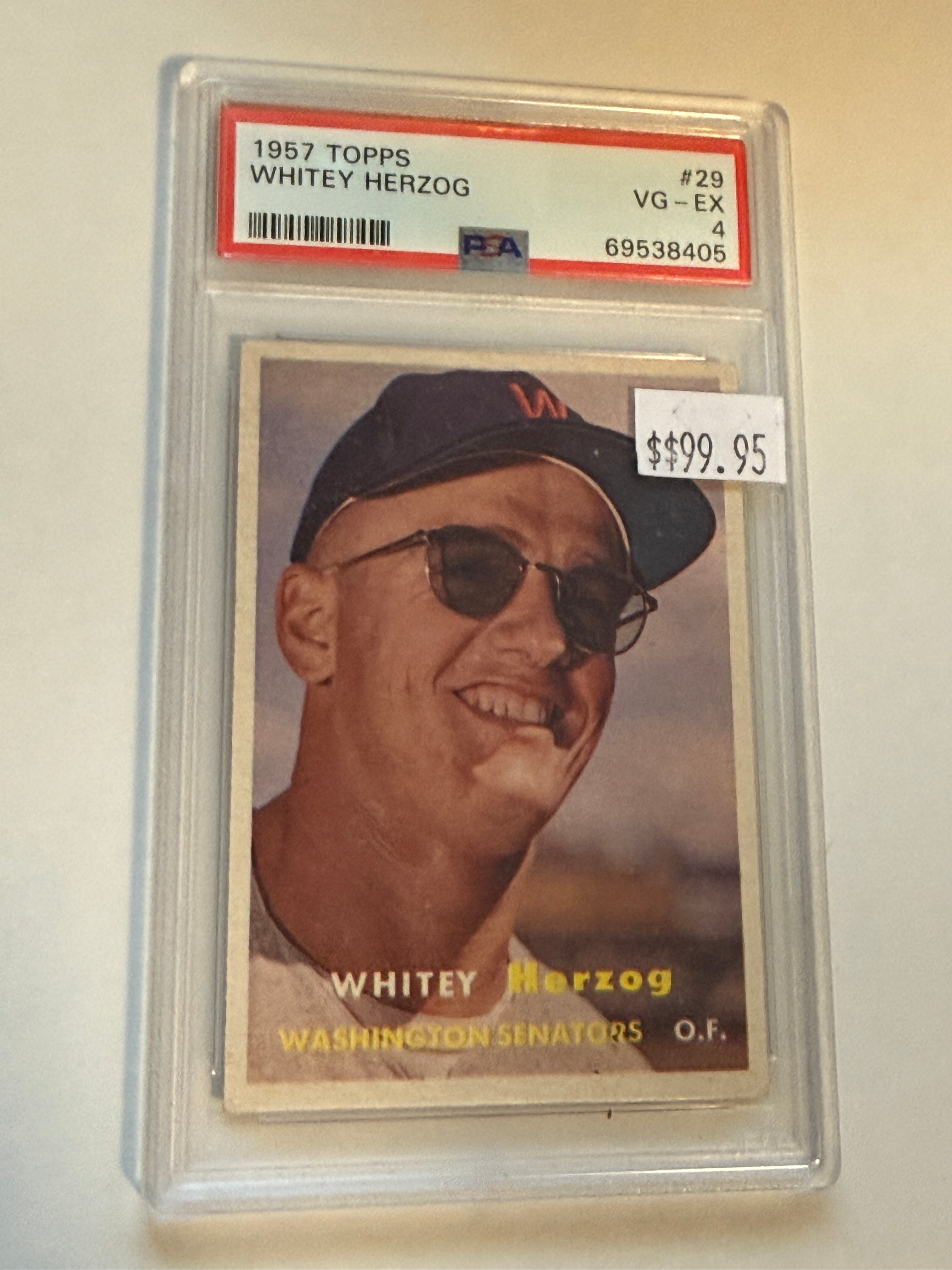 Whitey Herzog Topps PSA 4   baseball rookie card 1957