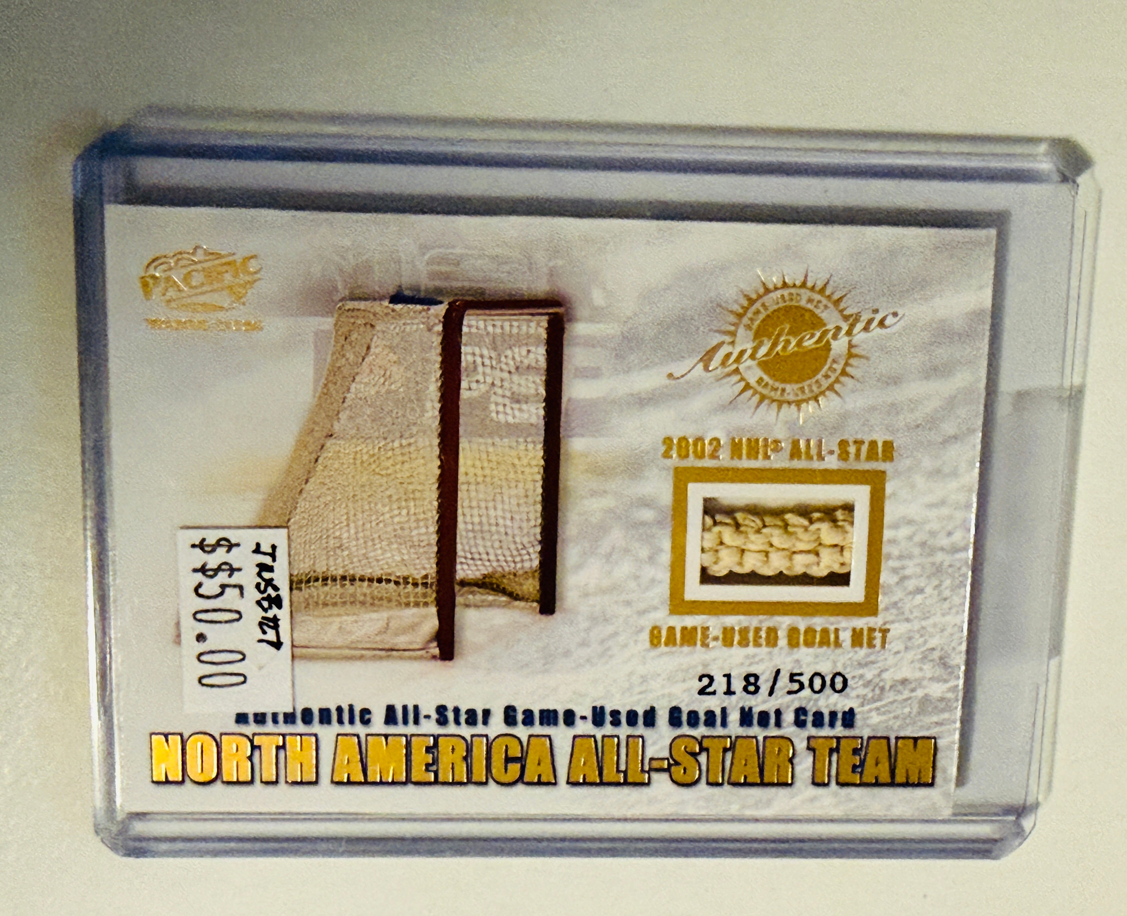 Hockey All-Star game rare net memorabilia numbered insert card 2002