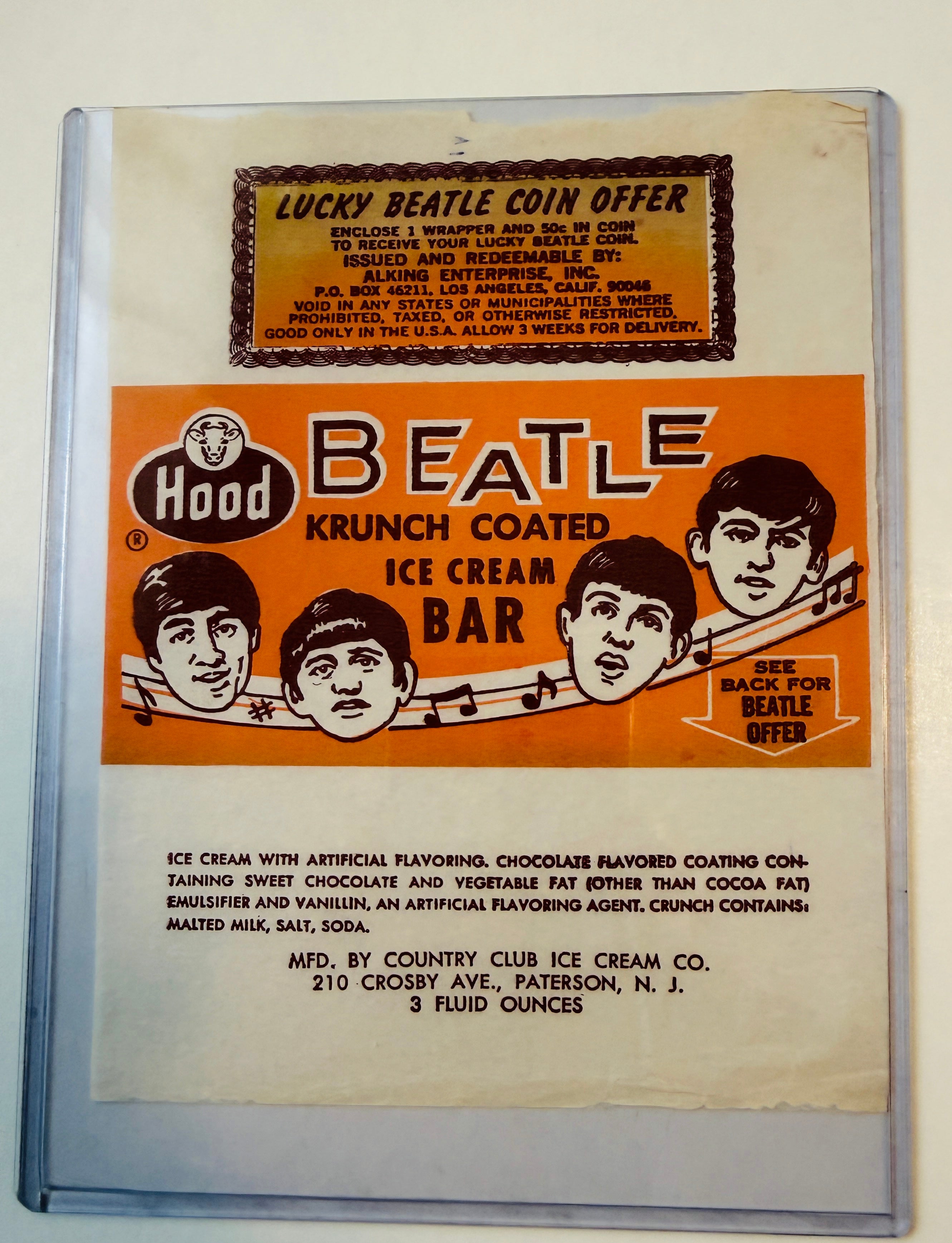 Beatles rare original vintage ice cream wrapper 1964