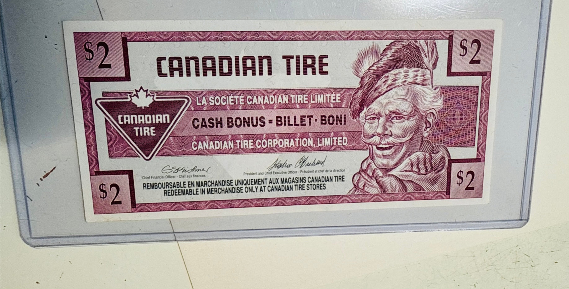 Canadian tire money $2 bill mint condition 1992