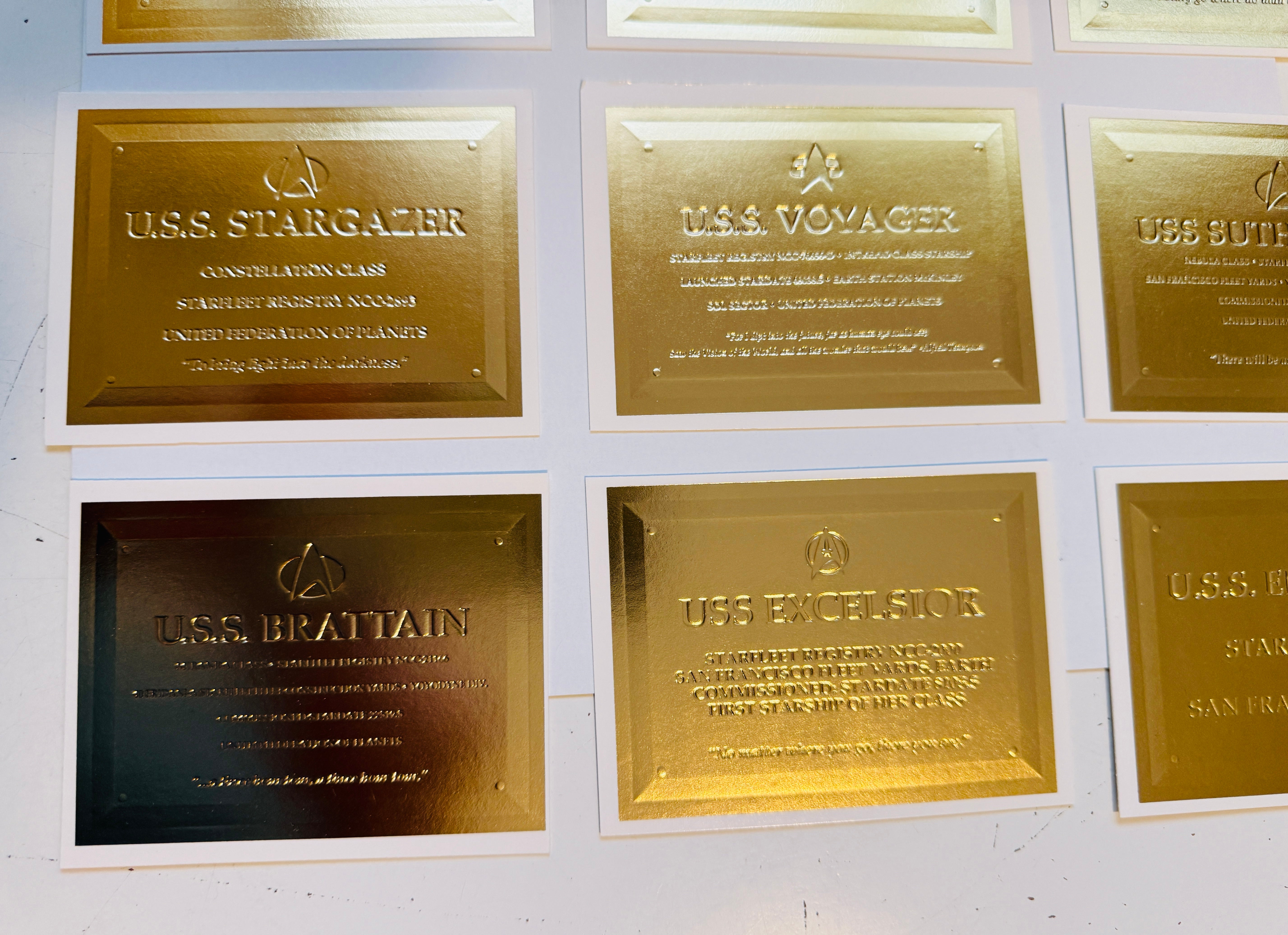 Star Trek ships rare Gold plaks insert cards set 1996