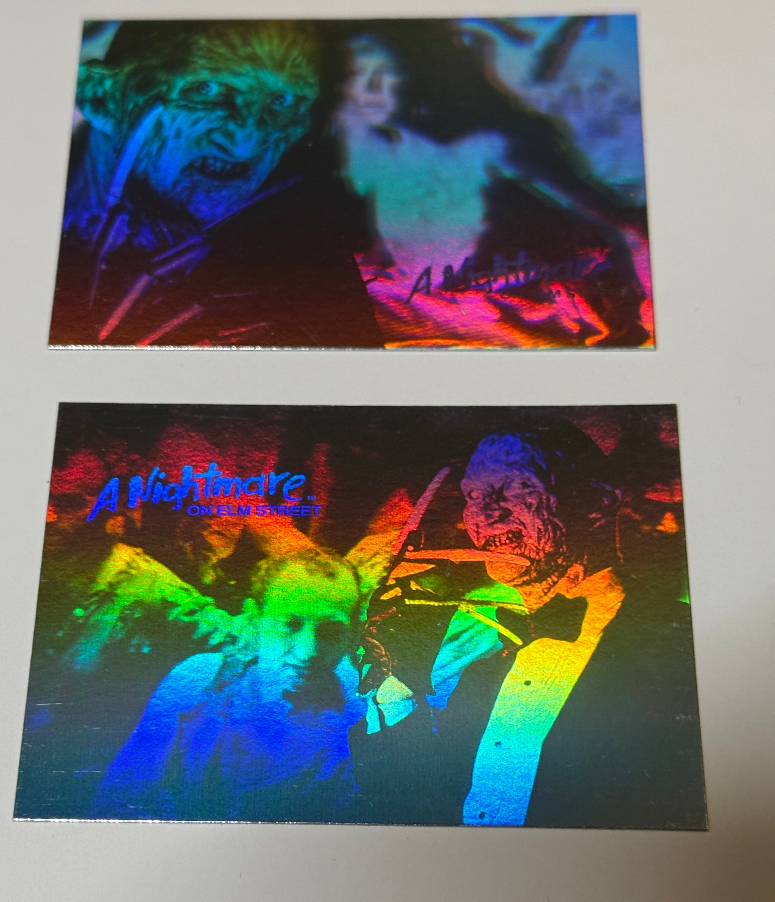 A Nightmare on Elm Street movie two Hologram insert cards set