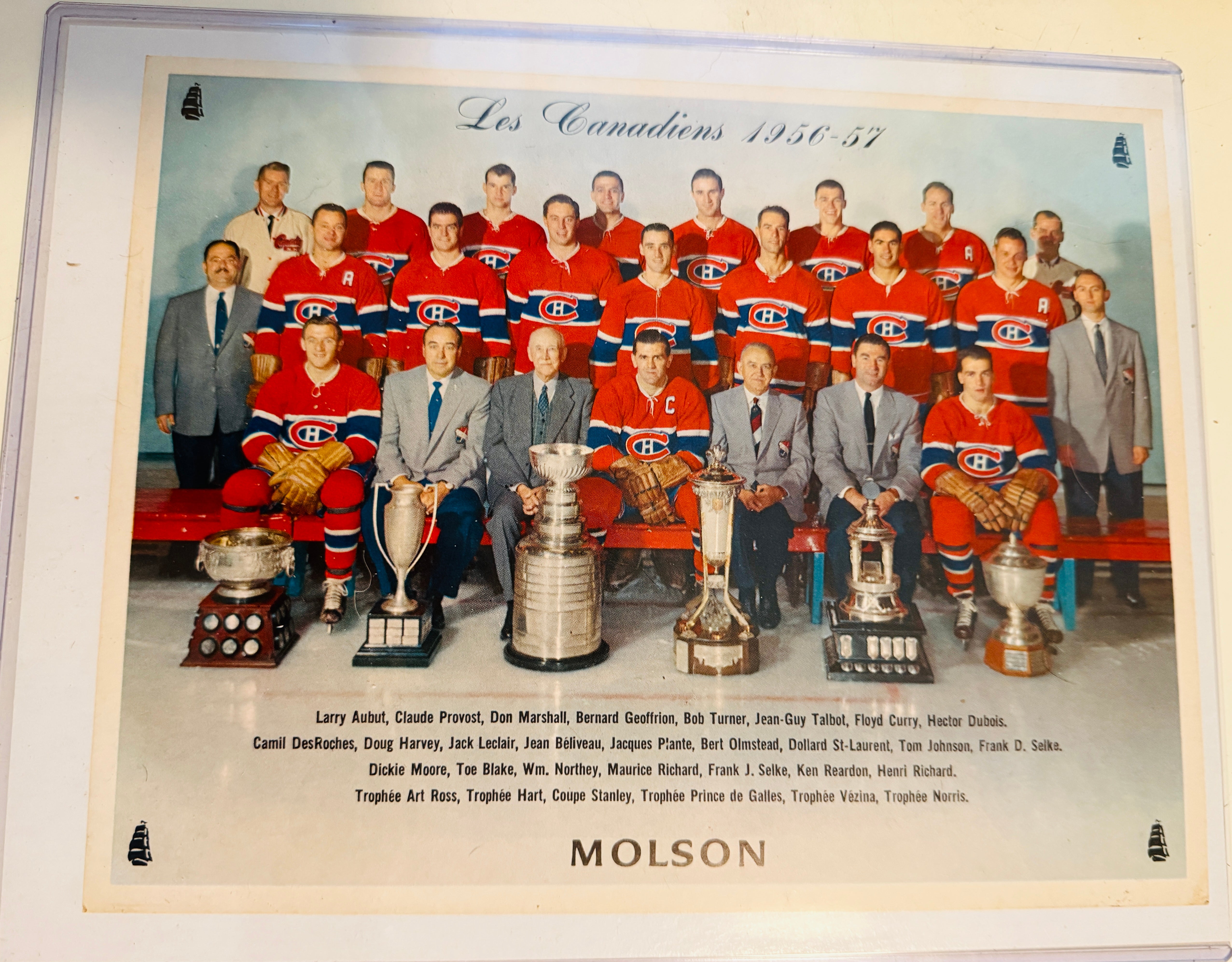 Montréal Canadiens hockey original vintage Molsons 8x10 team photo 1956/57