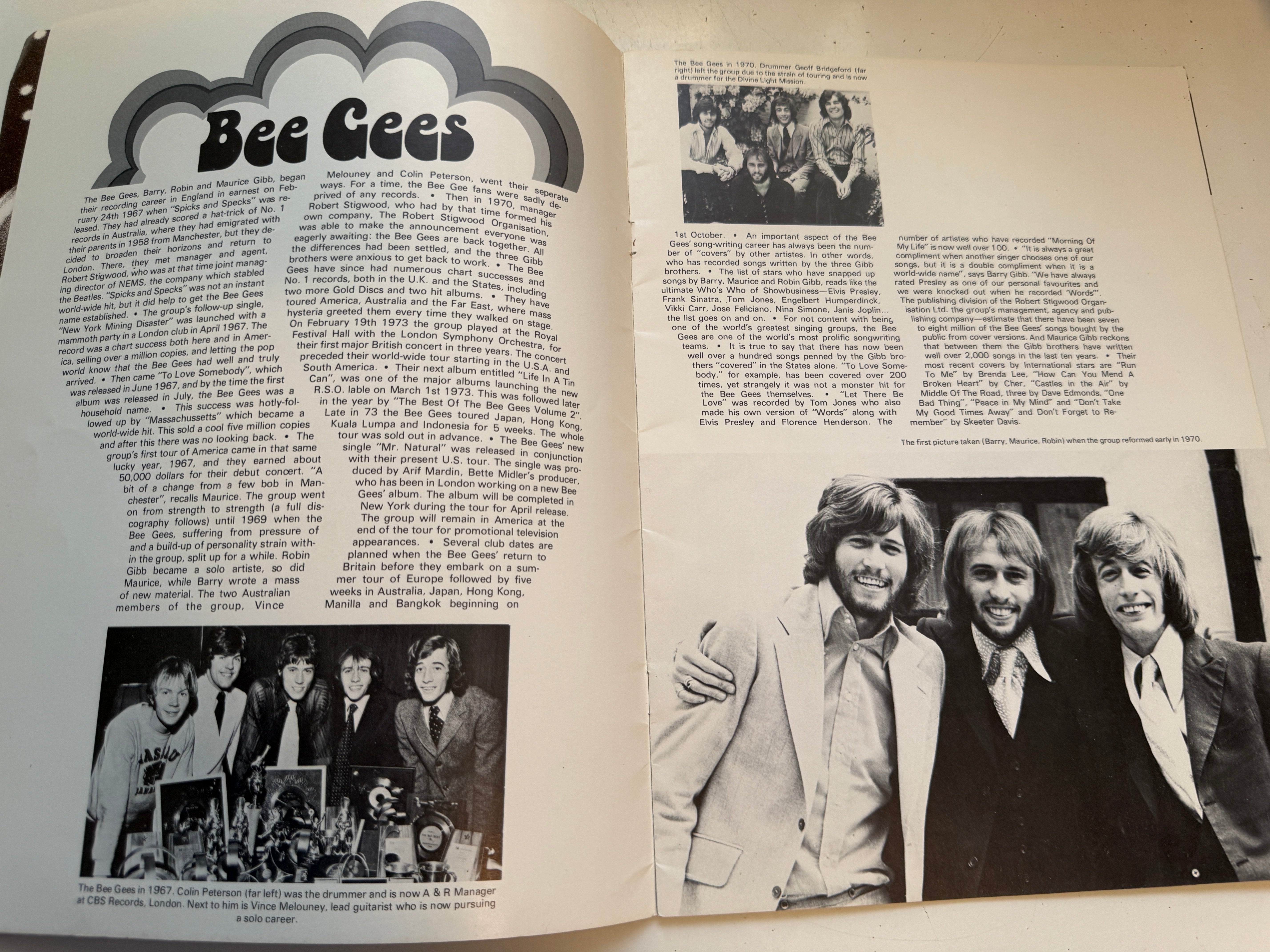 Bee Gees original program 1974