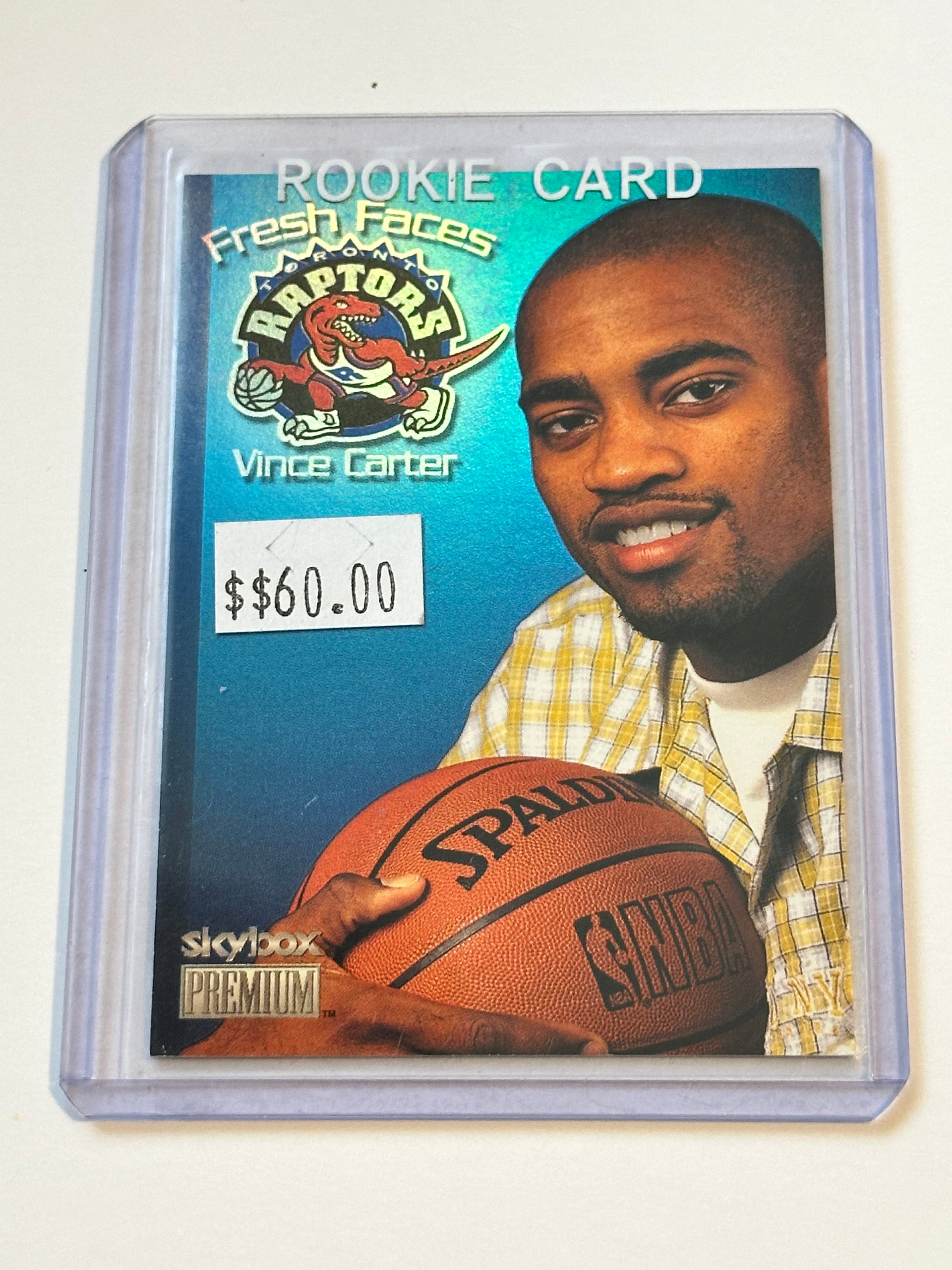 Vince Carter Skybox Fresh face Raptors basketball rookie card 1998-99