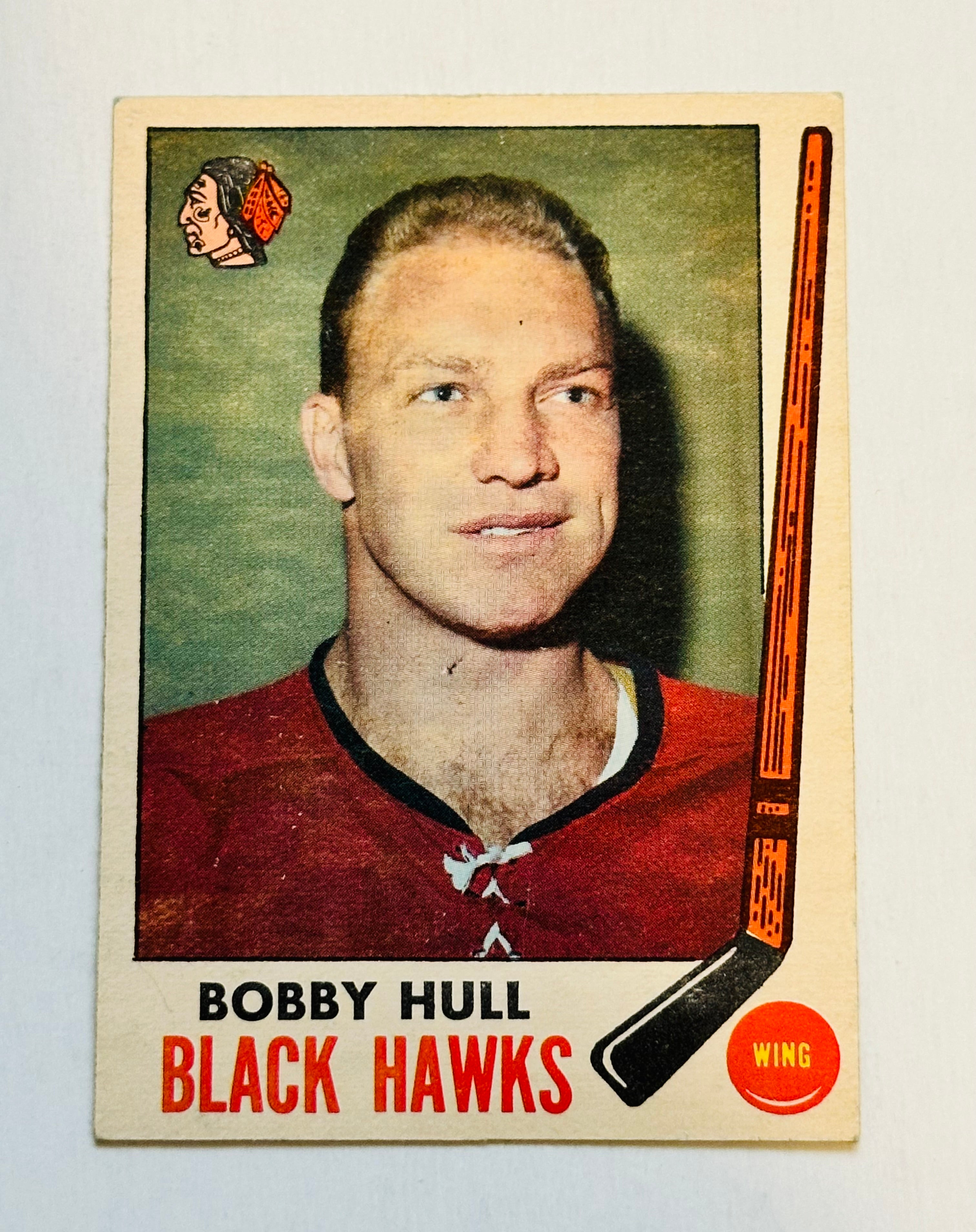 Bobby Hull Opc hockey card with rare stamp on back 1969-70