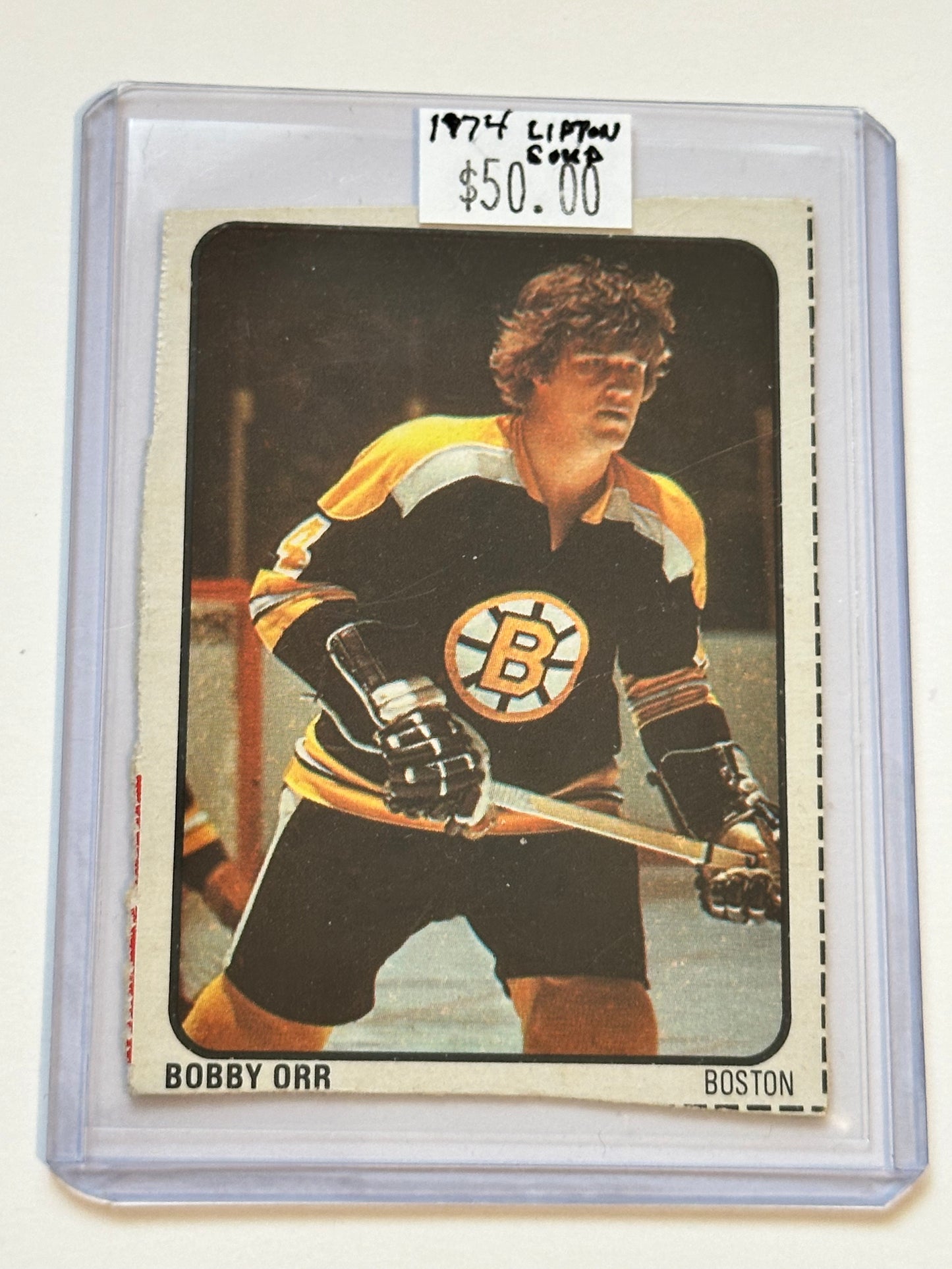 Bobby Orr Lipton’s soup rare vintage cut hockey card 1974