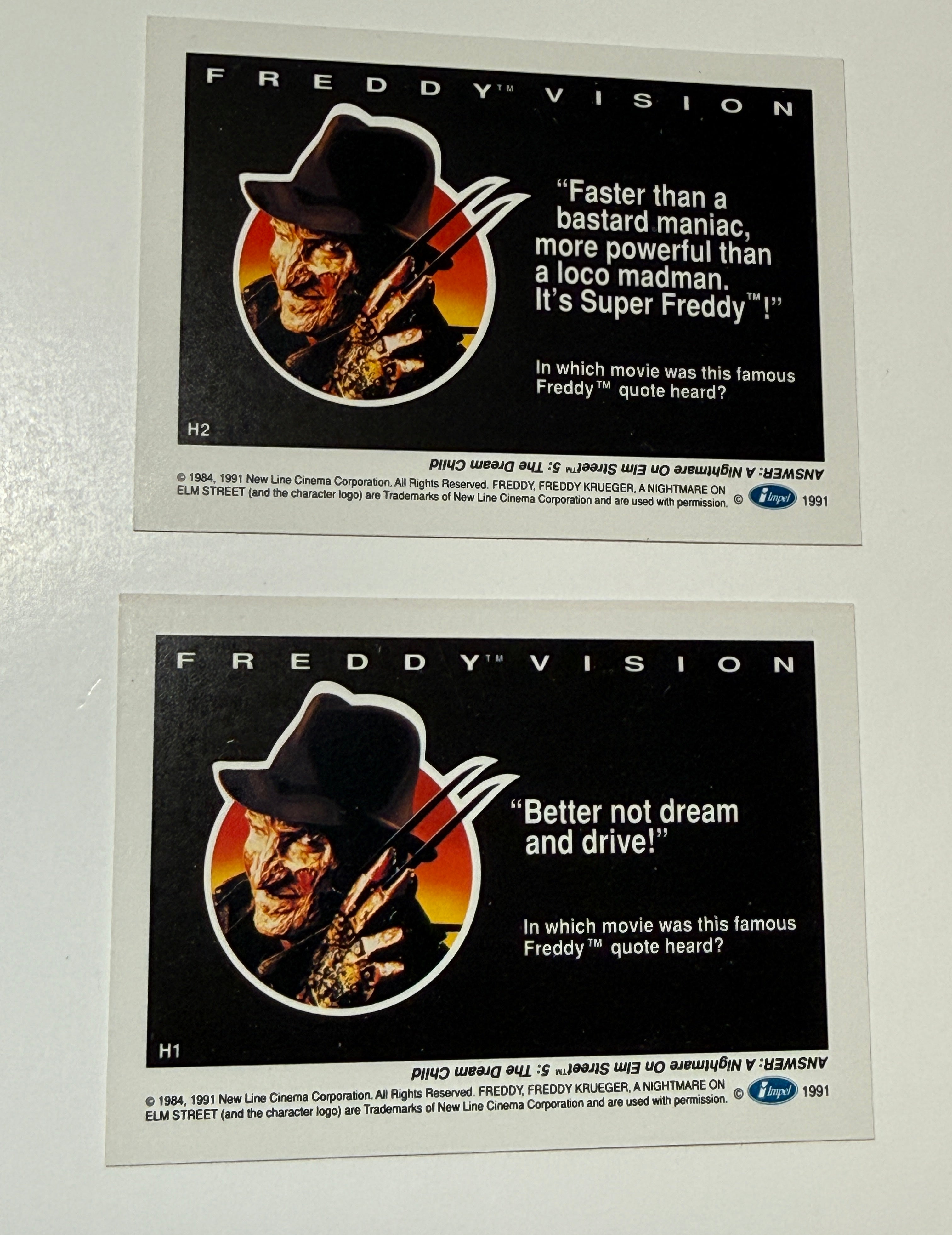 A Nightmare on Elm Street movie two Hologram insert cards set