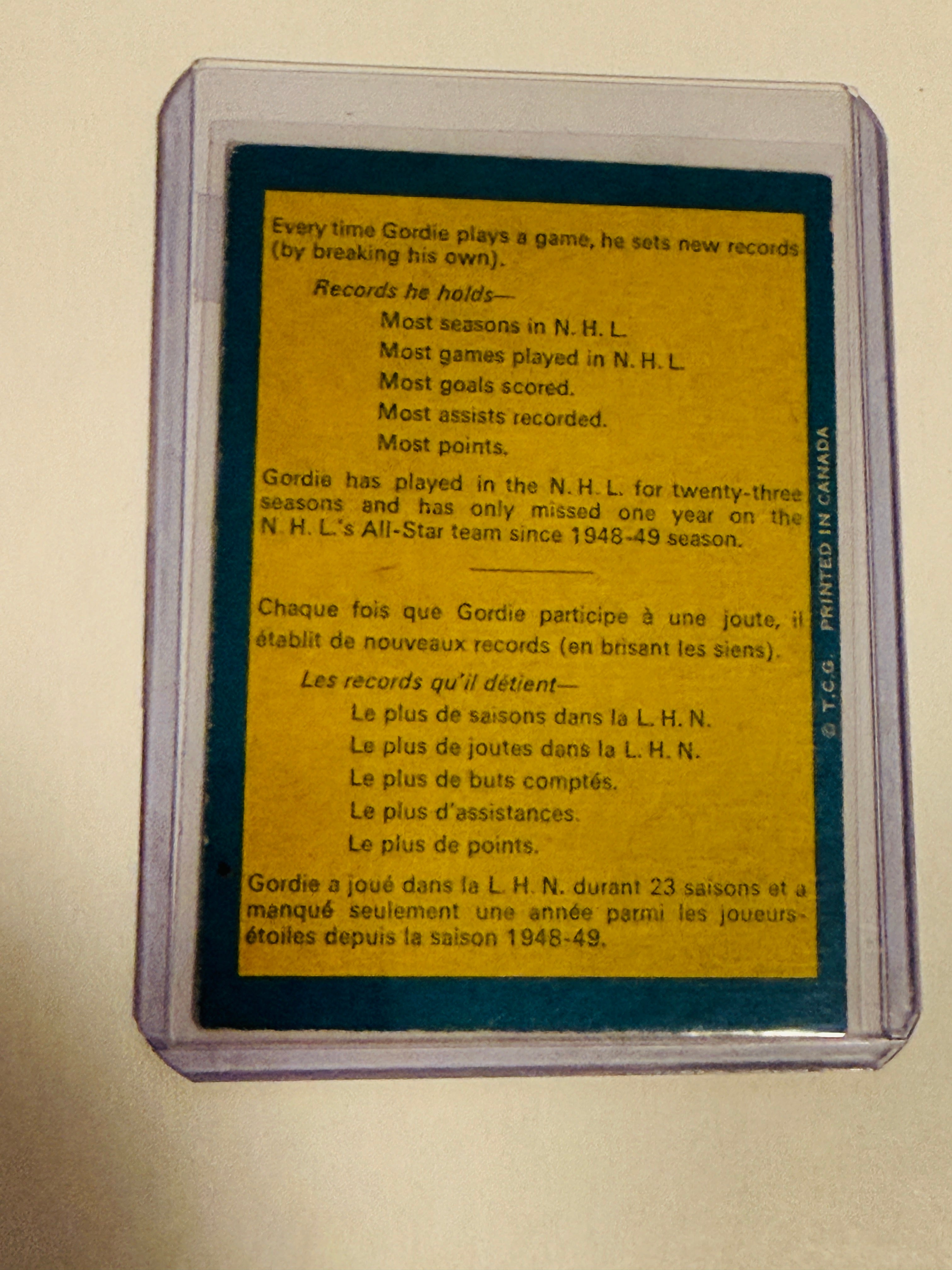 Gordie Howe Mr. Hockey opc no number ex condition card 1969/70