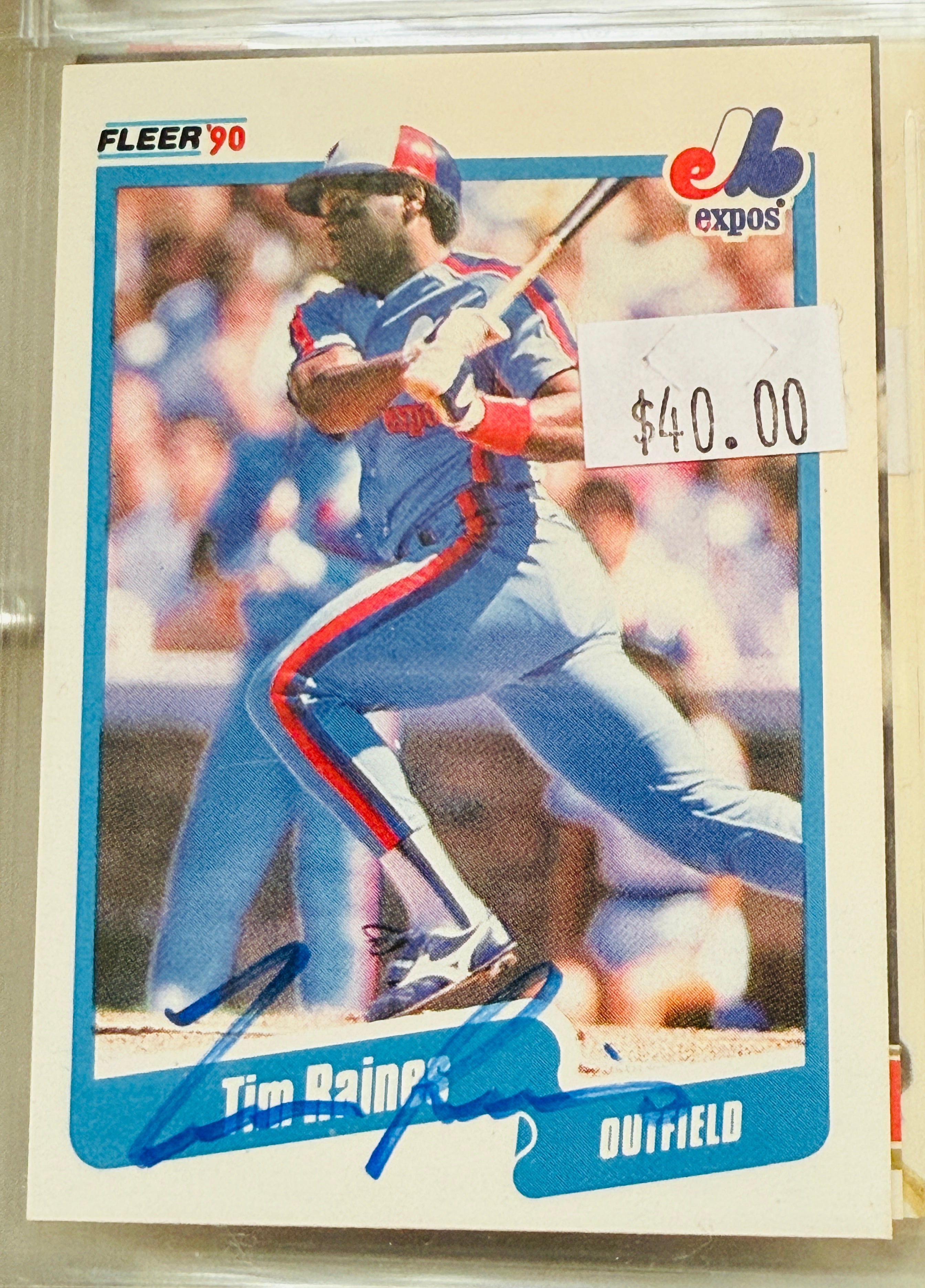 Tim Raines Montréal Expos baseball legend autograph card with COA