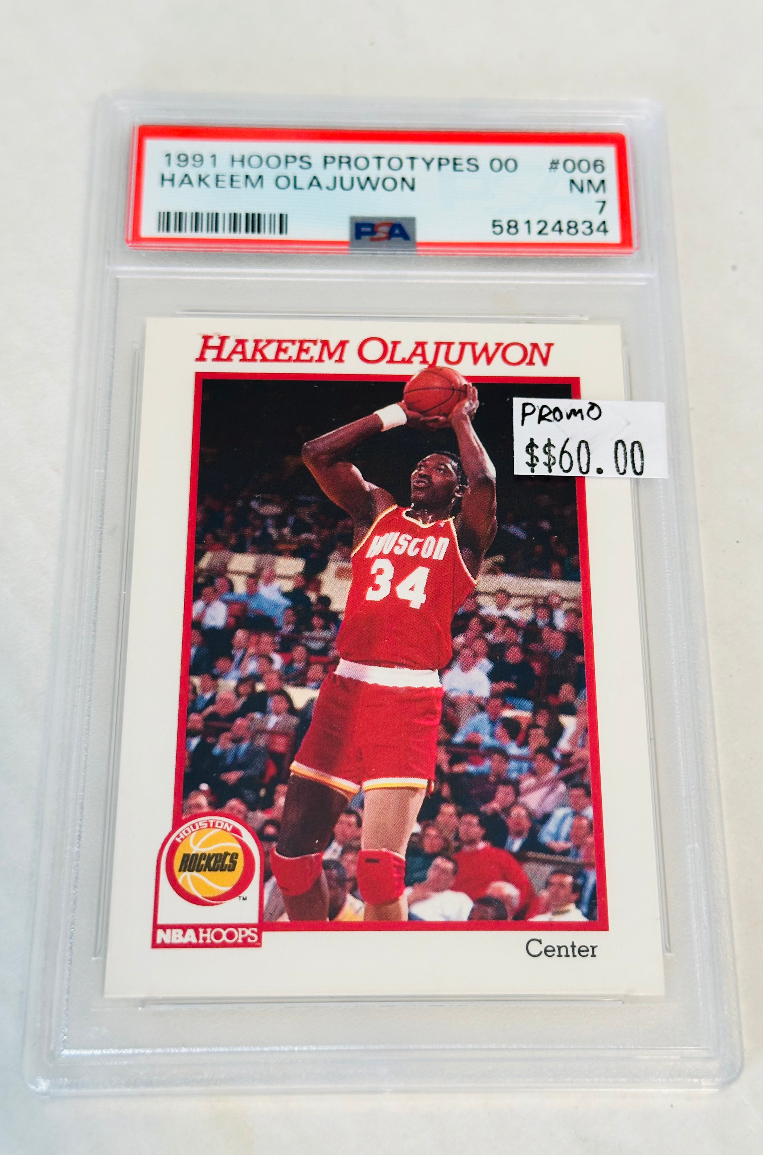 Hakeem Olajuwon rare hoops promo graded PSA 7 basketball card