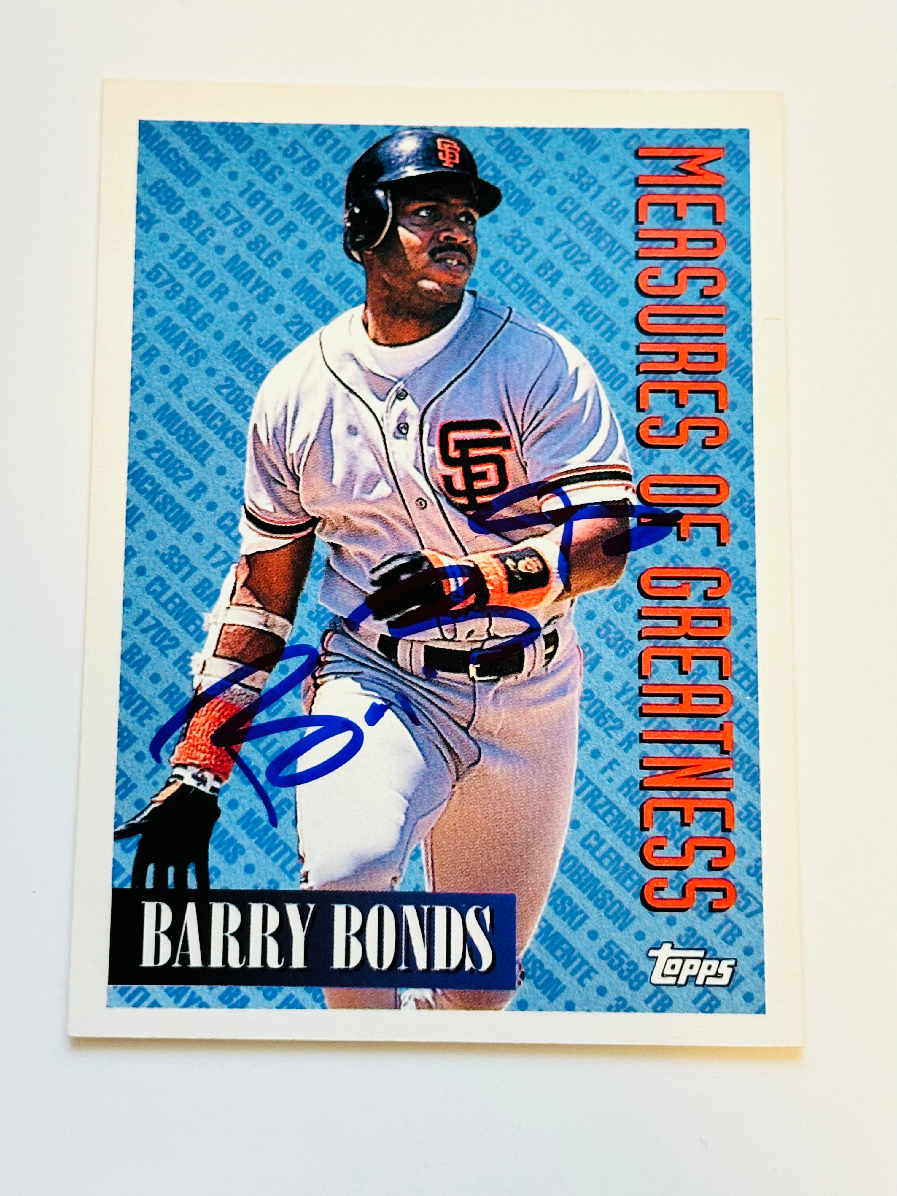 Barry Bonds Baseball legend autograph card with COA